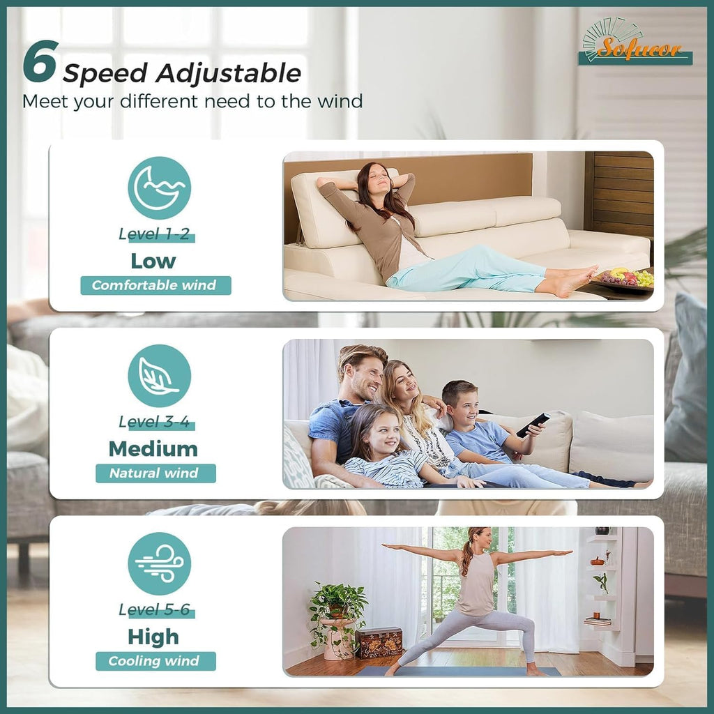Sofucor 52 Inch Flush Mount Ceiling Fan No Light, Solid Wood Ceiling Fans without Lights Remote Control, Reversible DC Motor, Indoor/Outdoor Ceiling Fans for Bedroom Living Room Farmhouse Patio