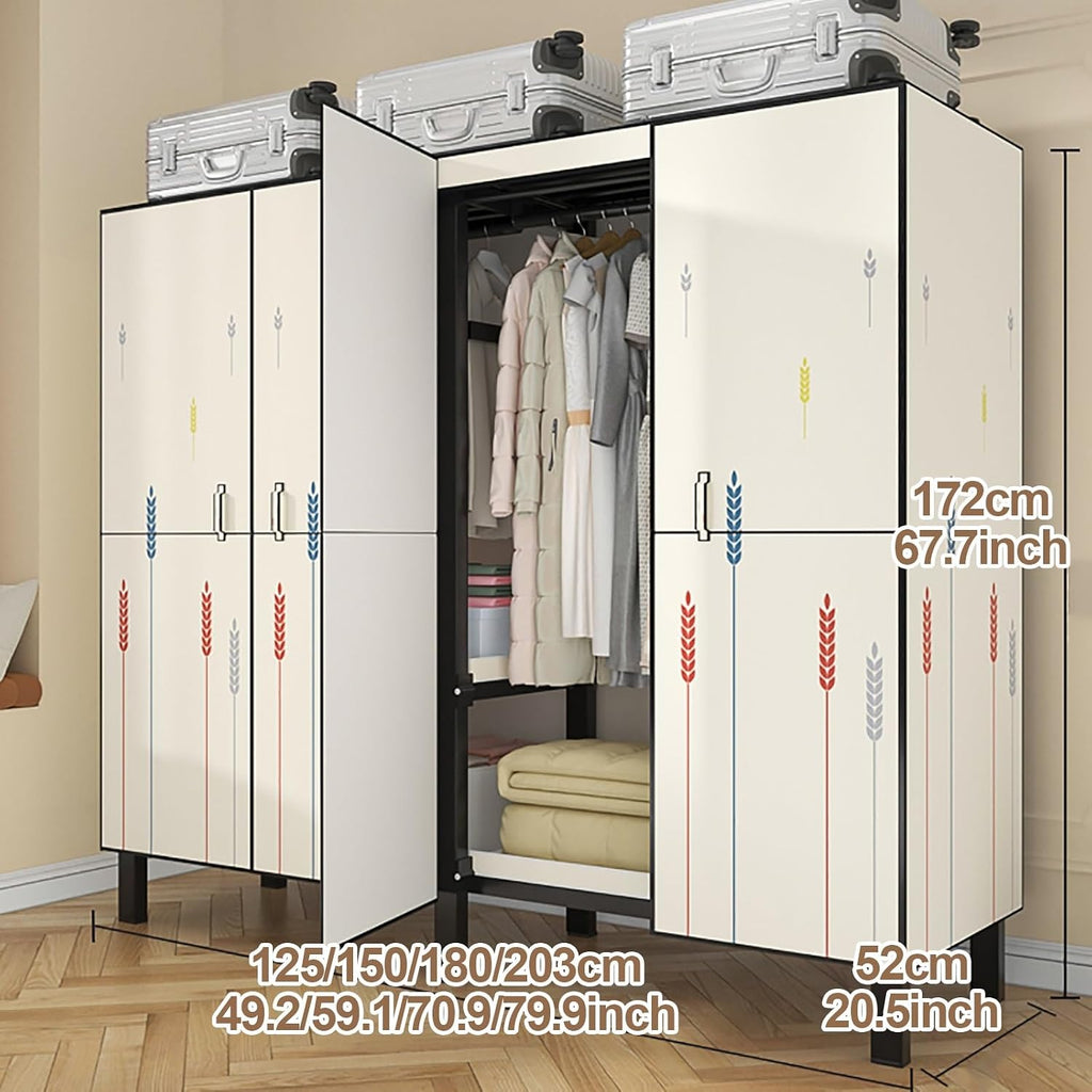 Foldable Metal Garment Rack, Wardrobe Closet With Cover, 1200lbs Heavy Duty Clothing Rack For Hanging Clothes, Portable Enclosed Closet Rack For Hanging Clothes Storaging(D,125cm/49.2inch)
