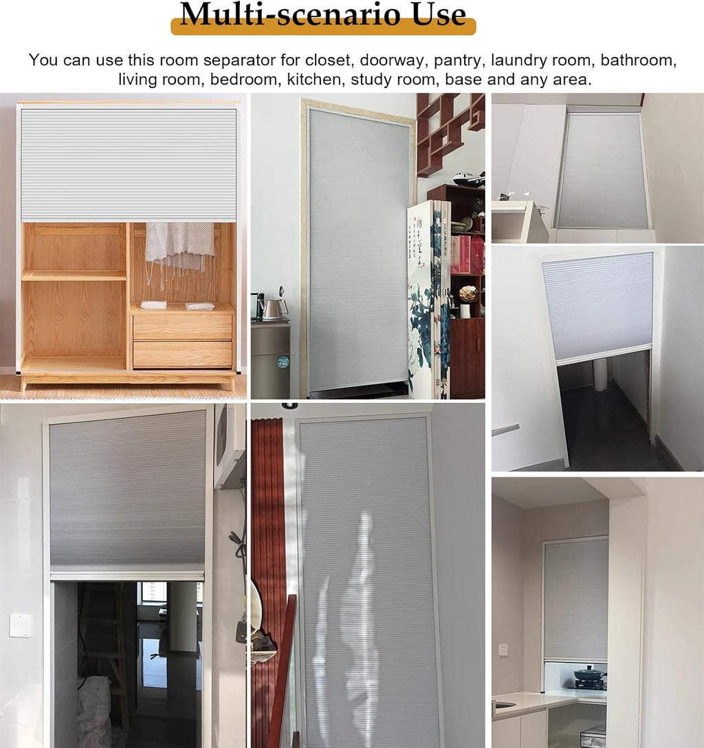 Accordion Door No Drill Telescopic Sliding Door for Doorway, Top Down Bottom Up Non-Woven Foldable Screen Door Kit, Internal/Exterior Telescopic Folding Doors(42x72in(107x183cm))