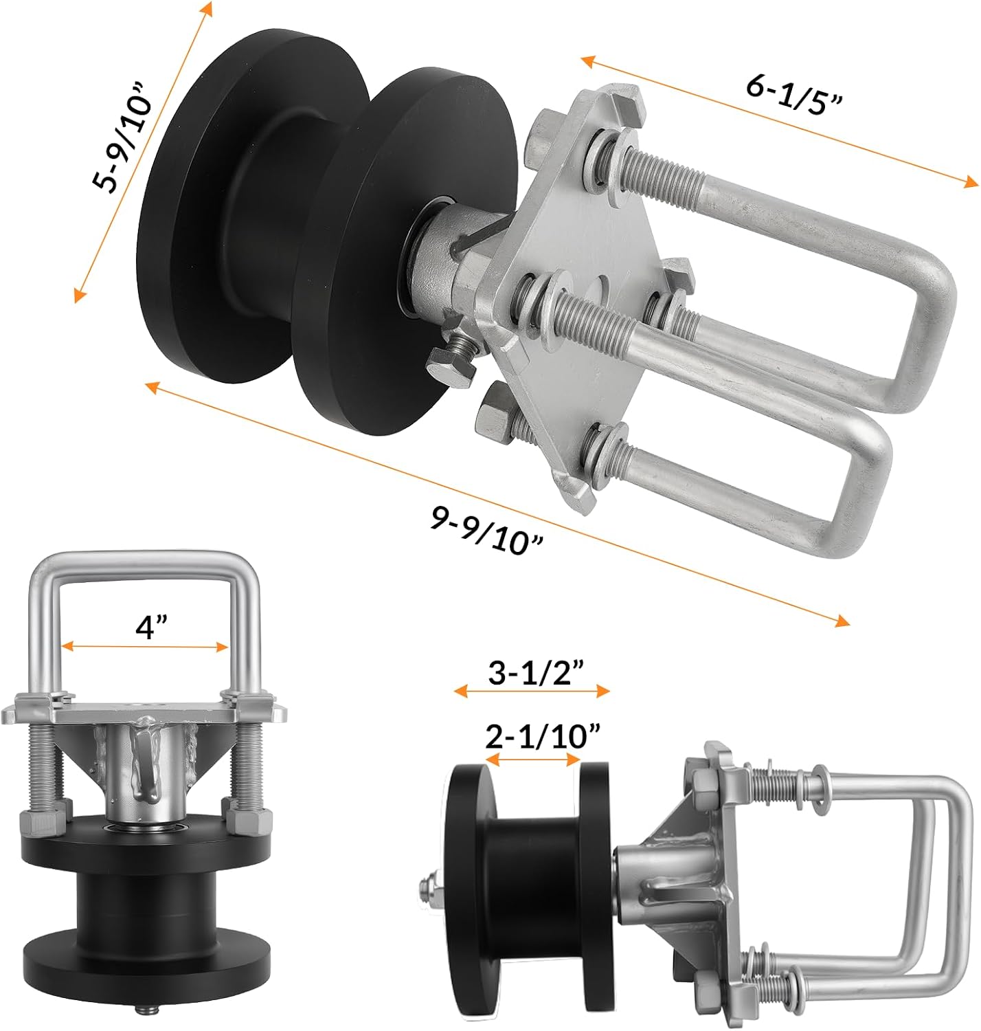 Sliding Gate Rollers, Nylon Cantilever Rolling Hardware for 4' Square Post x 2' Chain Link Fence Gate Frame - Pack of 4
