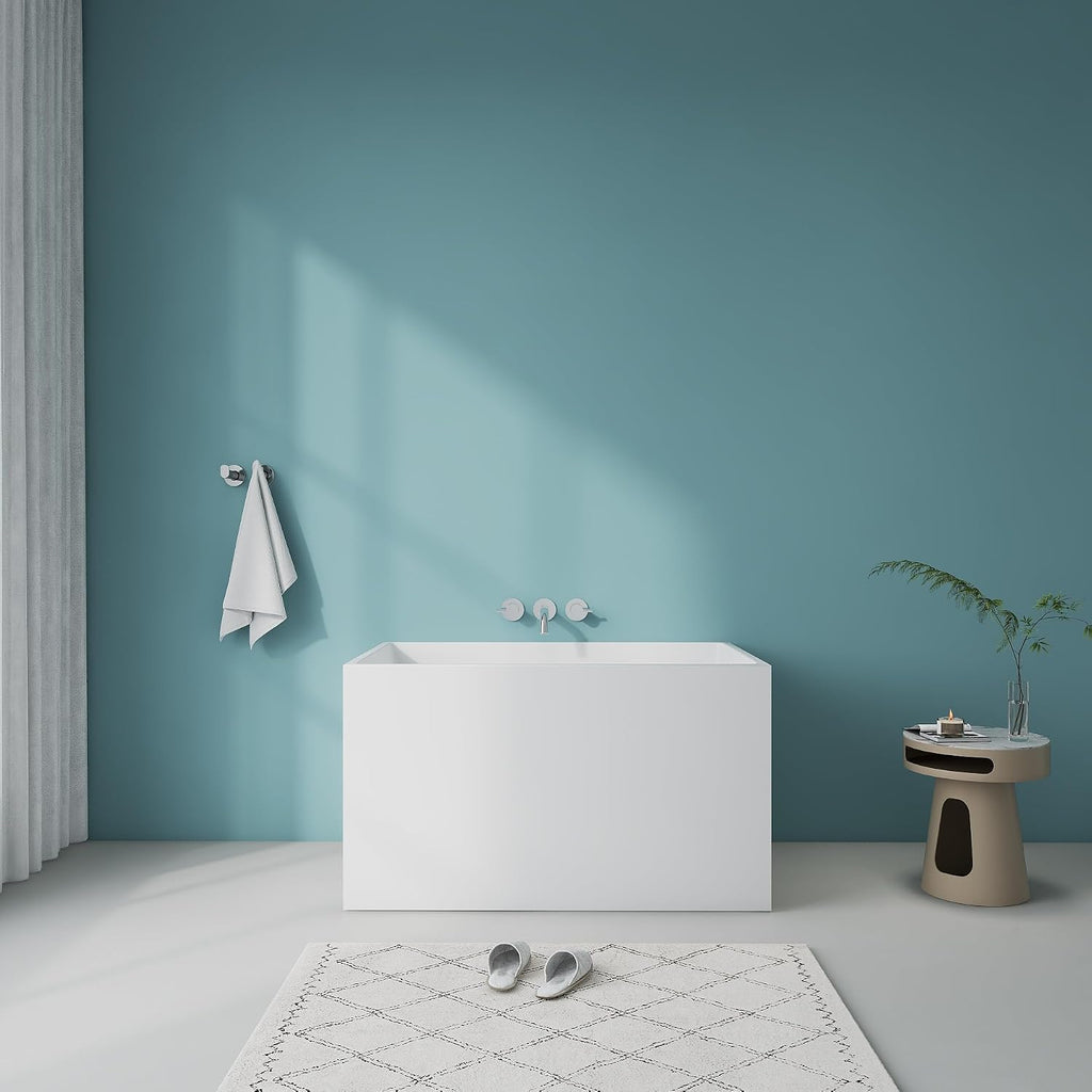 43.3' Contemporary Free Standing Bathtubs, Japanese Soaker Tub | Upgraded Glossy White Japanese Soaker Tub with CUPC Drain