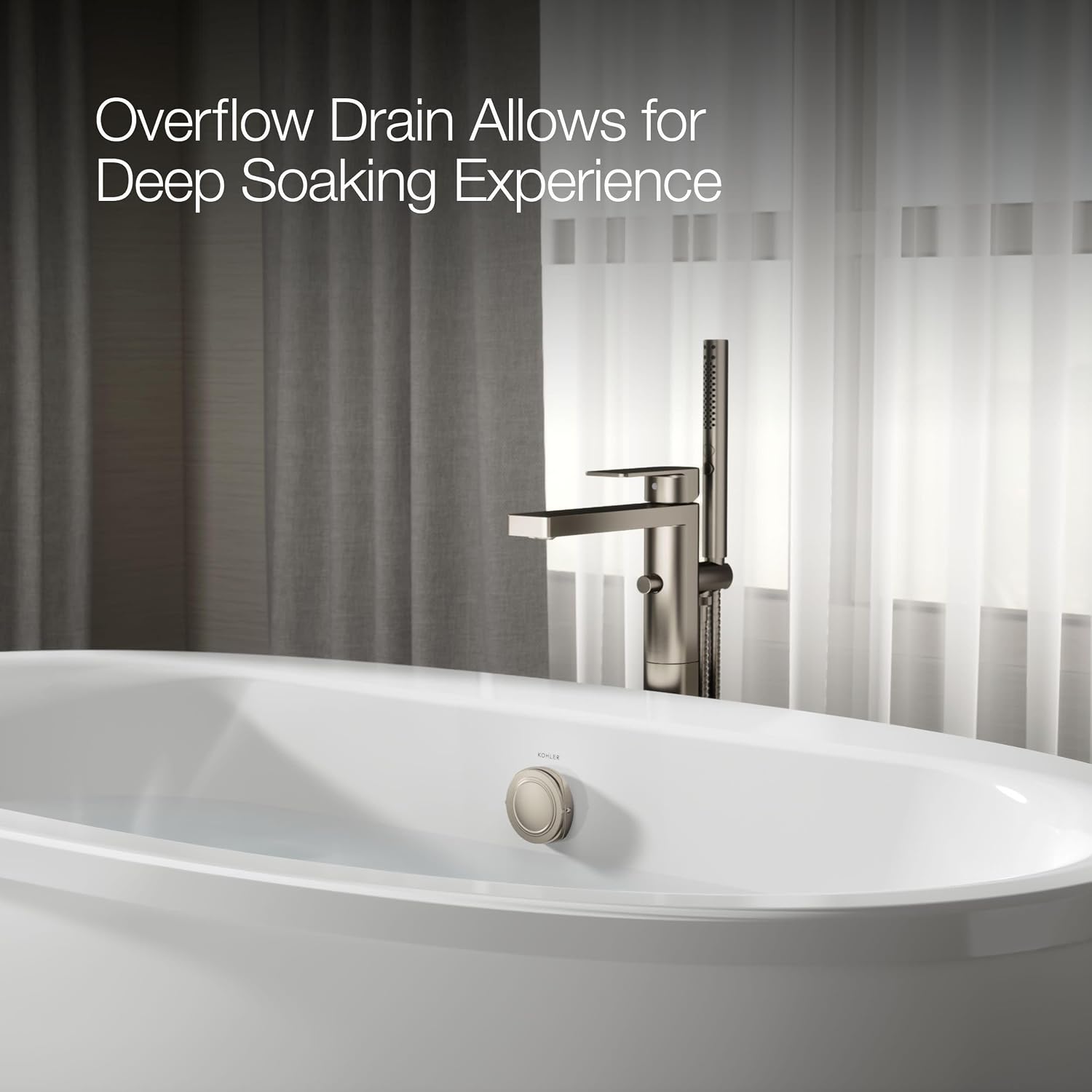 Kohler 6369-0 Sunstruck® 65-1/2' x 35-1/2' freestanding bath with fluted shroud, White
