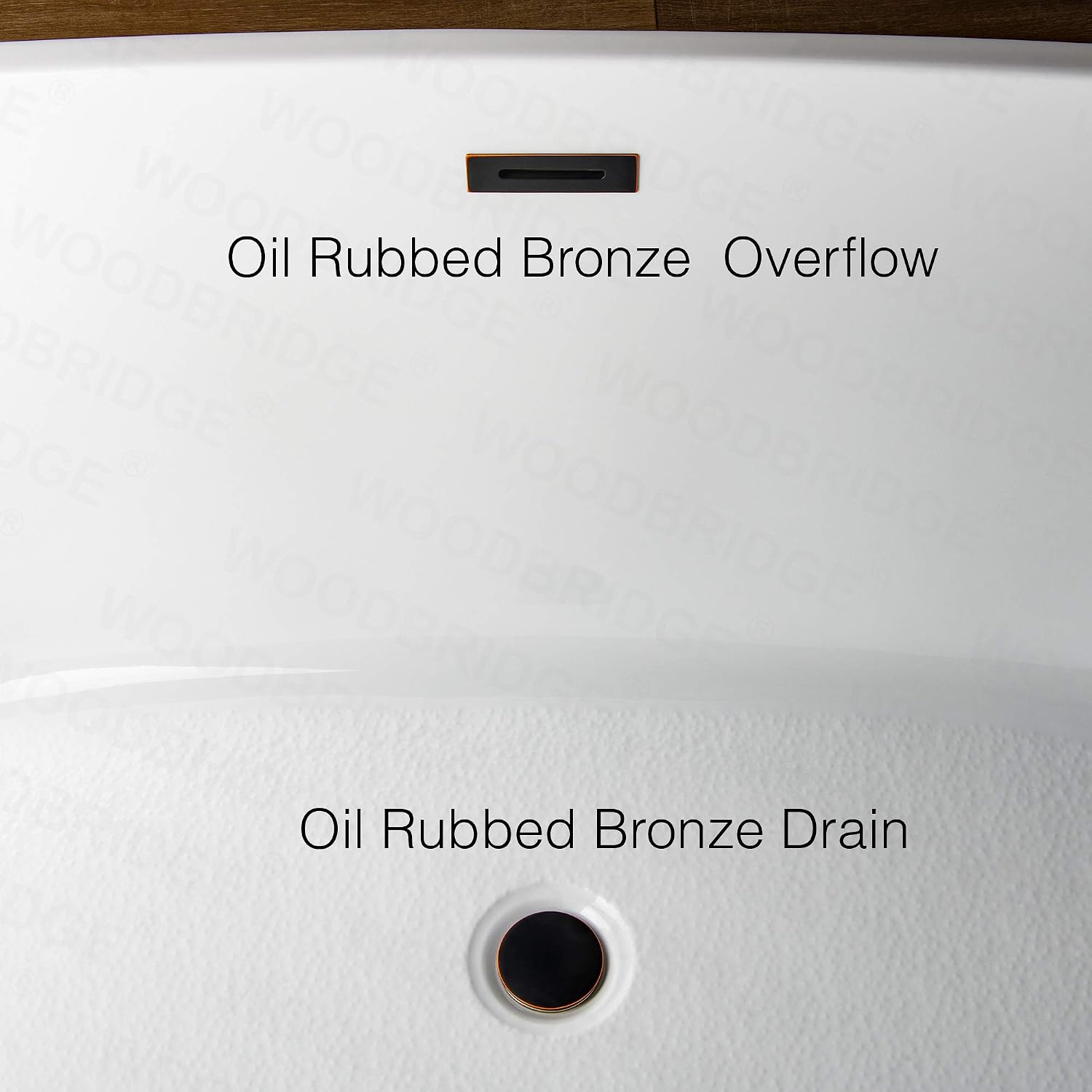 WOODBRIDGE 59'Freestanding White Acylic Soaking Bathtub with Oil-Rubbed Bronze Drain and Overflow,BTA1518 -ORB-Drain &O