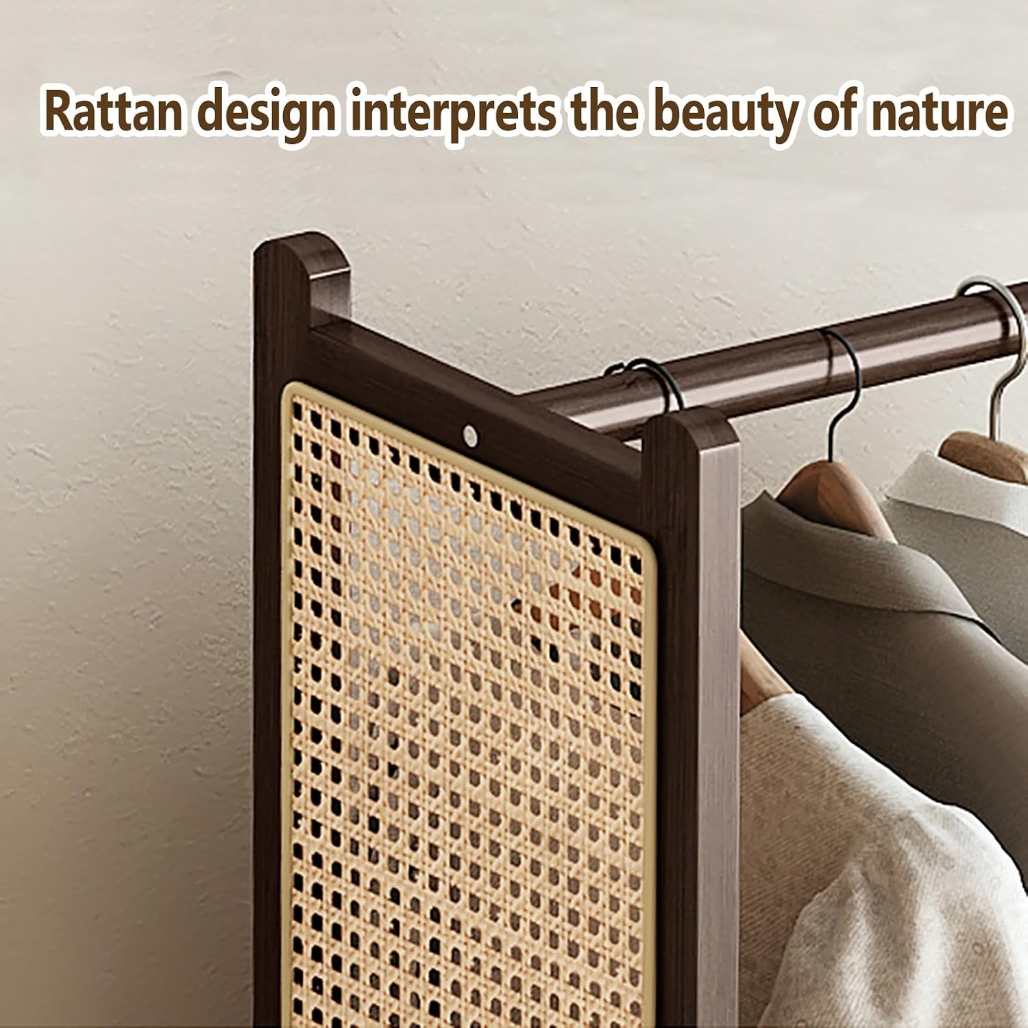 Heavy Duty Clothes Rack With 2 Shelves,solid Wood Garment Racks With Wheels,Clothing Rack For Hanging Clothes,Rolling Hanger Racks For Bedroom(Walnut,66cm/26in)