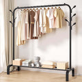 Clothes Rack,Clothing Rack For Hanging Clothes,Metal Garment Rack With Storage Shelf,Free Standing Coat Rack With Hooks,Black(Black,130cm/51.2in)