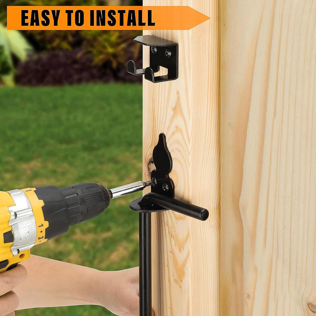 Heavy Duty Cane Bolt Gate Drop Rod, 2 Sets Gate Ground 36 Inch Heavy Duty Drop Rod for Wooden Fences Metal Gates Doors, Easy Installation, Secures Single & Double Doors