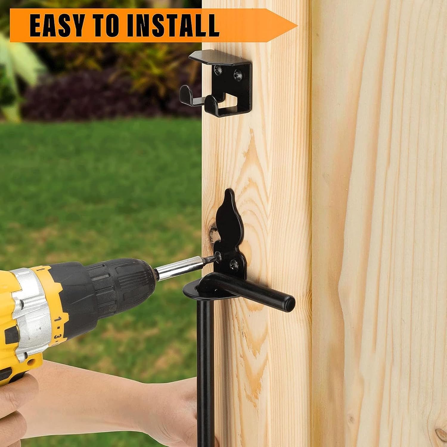 Heavy Duty Cane Bolt Gate Drop Rod, 2 Sets Gate Ground 36 Inch Heavy Duty Drop Rod for Wooden Fences Metal Gates Doors, Easy Installation, Secures Single & Double Doors