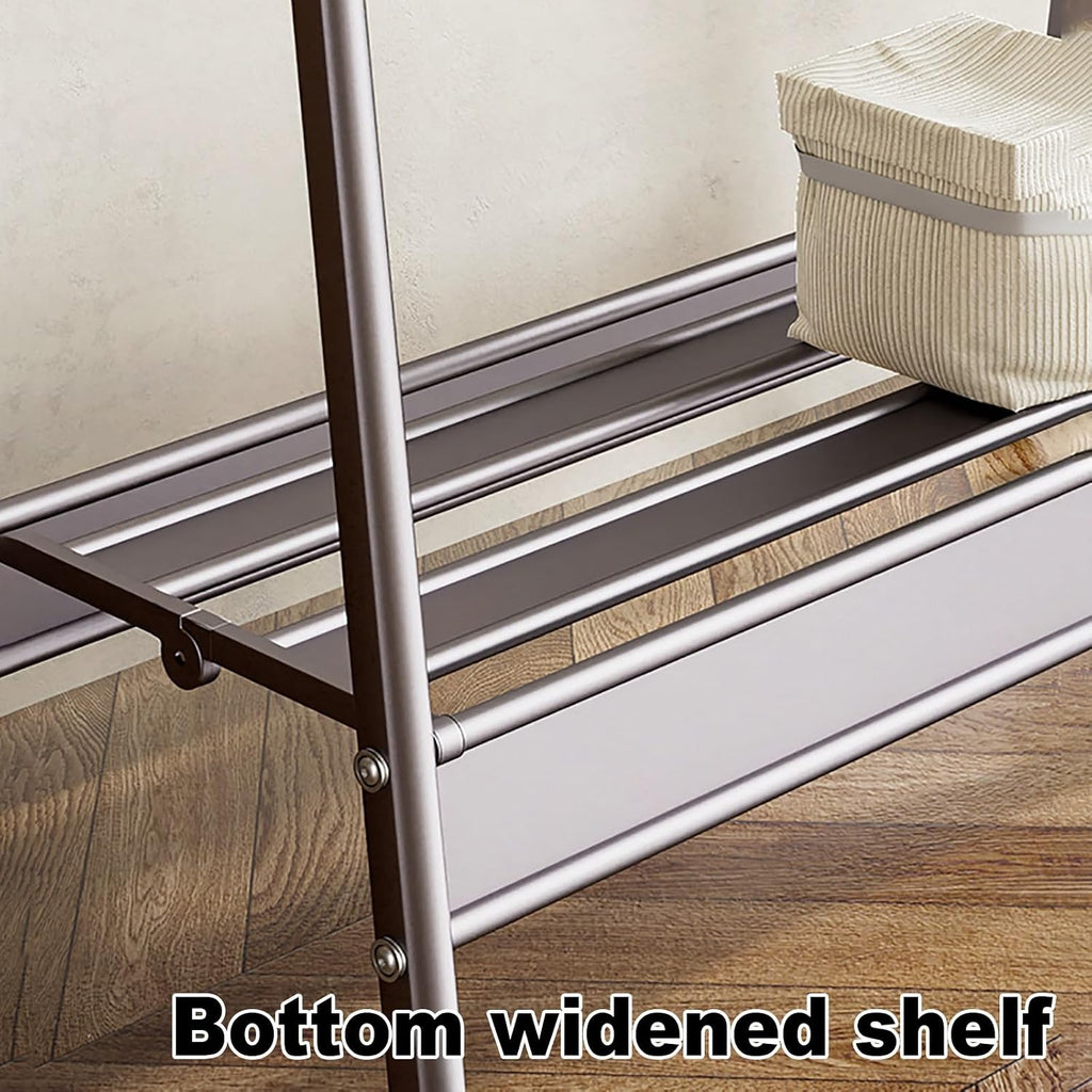 Foldable Garment Rack With Wheels, Portable Clothes Racks For Hanging Clothes, Collapsible Rolling Clothing Rack For Bedroom Living Room Storage(Gray,80cm/31.5in)