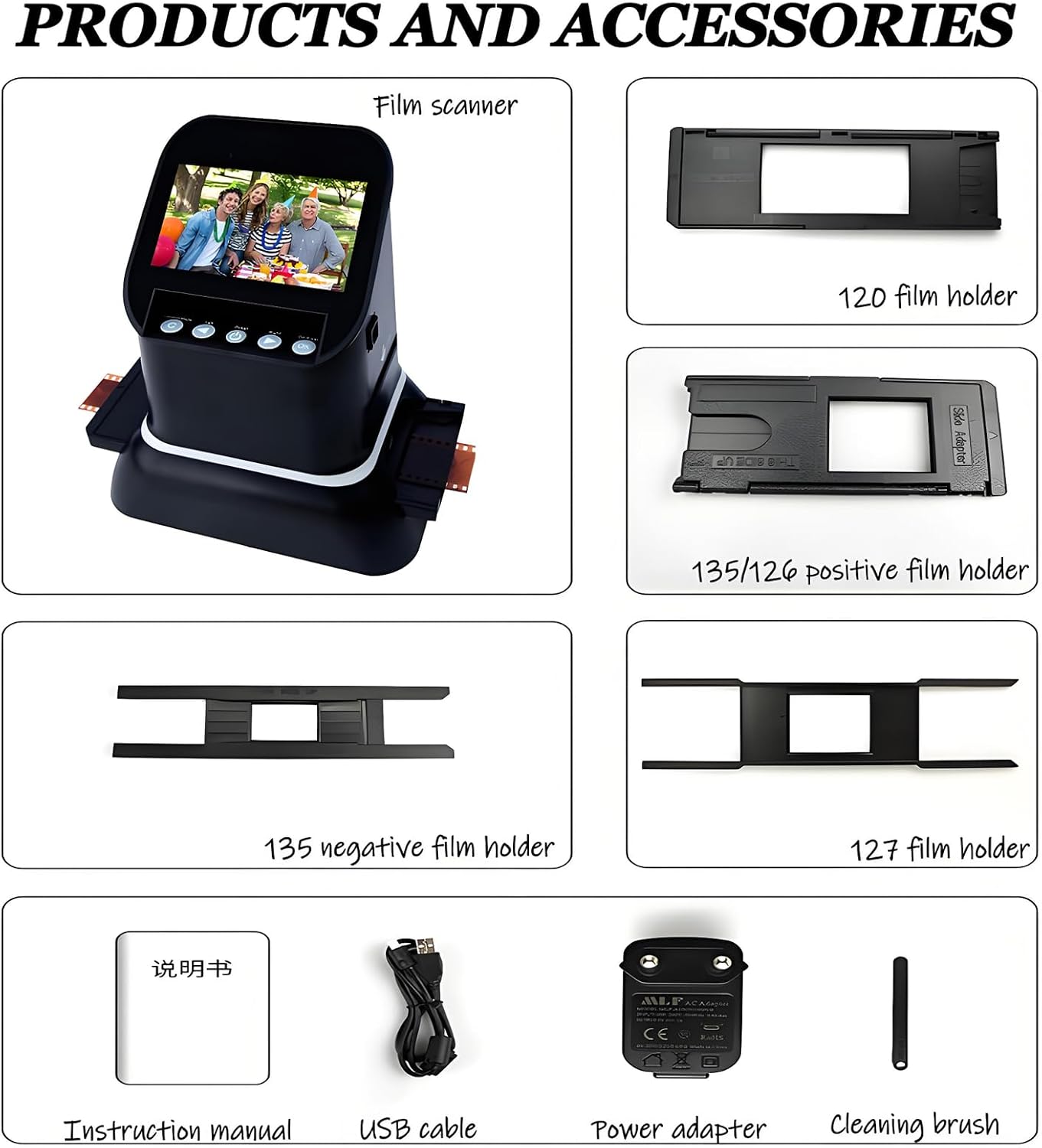 High Resolution 120 Film Scanner 22 Mega Pixels Slide Negative Photo Scanner Digital 35mm 135 126KPK Film Converter 4.3' LCD