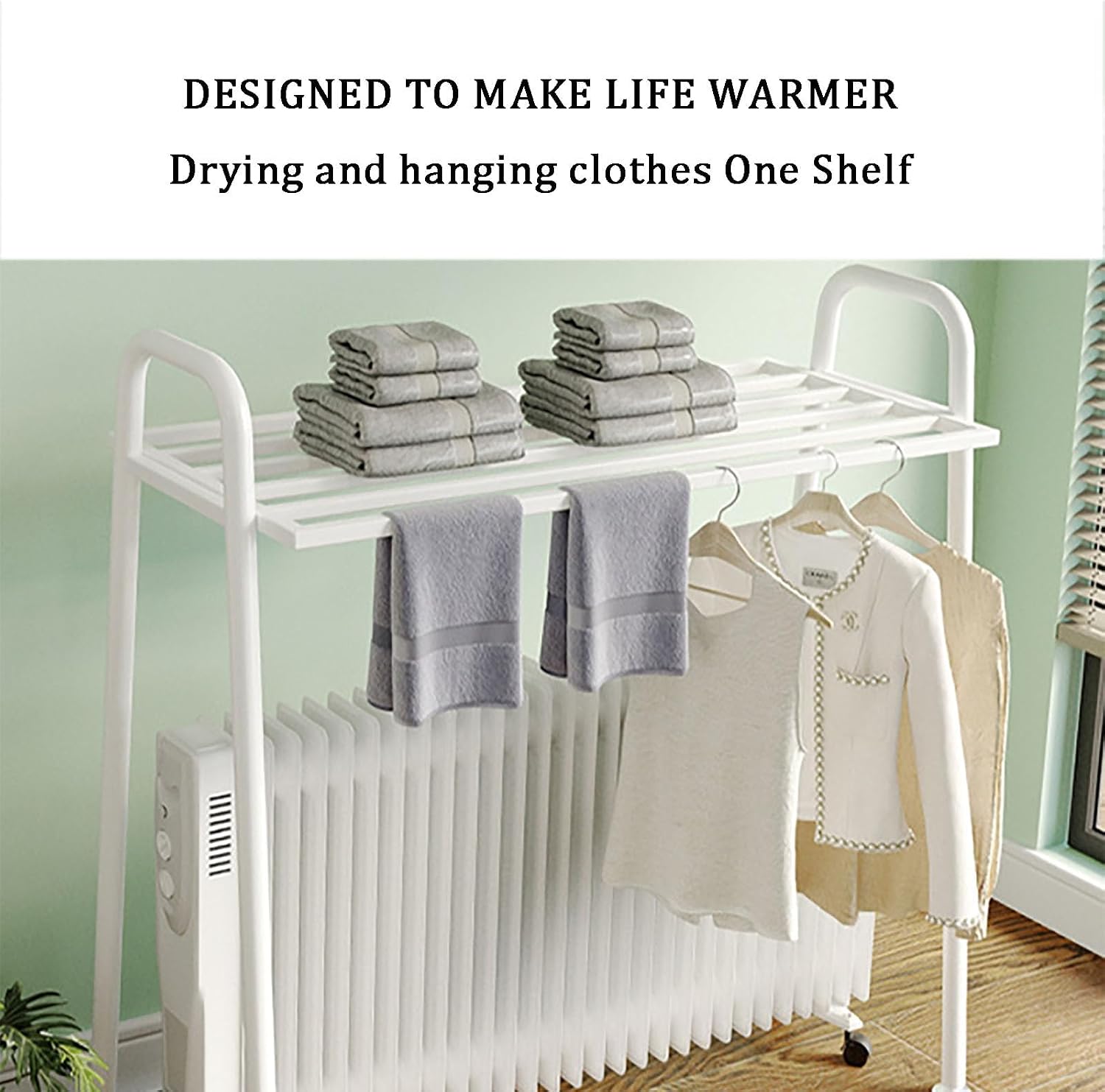 Towel Holder Metal Clothes Rail with Top Shoe Rack for Organizing Clothes and Towel Storage Freestanding Garment Rack for Bedroom Portable Clothes Organizer (100cm, d)