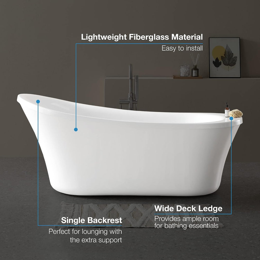 OVE Decors Skylar 34.25-in W x 71-in L Gloss White Acrylic Oval In Rectangle Front Center Drain