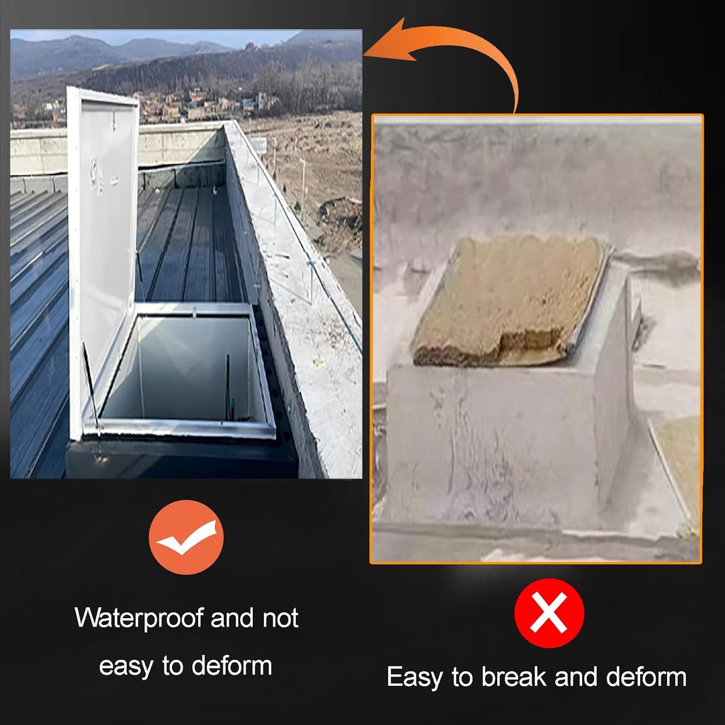 Thick Metal Roof Hatch, Attic Access Door, Roof Access Manhole, Rainproof Rooftop Maintenance Hatch, Easy Installation, for Attics, Patios, Basements(Gray,45cm/17.7in)