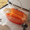 Ergonomic Luxury Spa Bathtub, Oval-Shaped Transparent Resin Tub with Drain, Handcrafted Extra-Deep Tub, Modern Spa Bathroom, 55-70 Inches,J l160cm