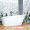 Zevemomo 59 inch Acrylic Freestanding Bathtub, Free Standing Deep Soaking Tub for Bathroom, Modern Bathtubs with Brushed Nickel-Finished Overflow and Anti-Clogging Drain, White