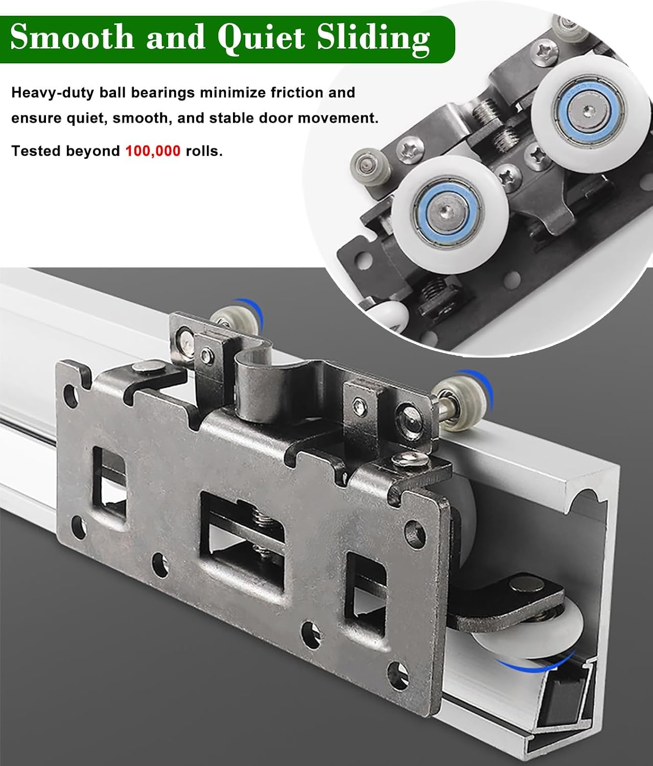Trackless Ghost Mirror Sliding Door Hardware Kit, Aluminum Pocket Door Track with Soft-Close, Wall Mounted Invisible Barn Closet Door System(66.1in(168cm))