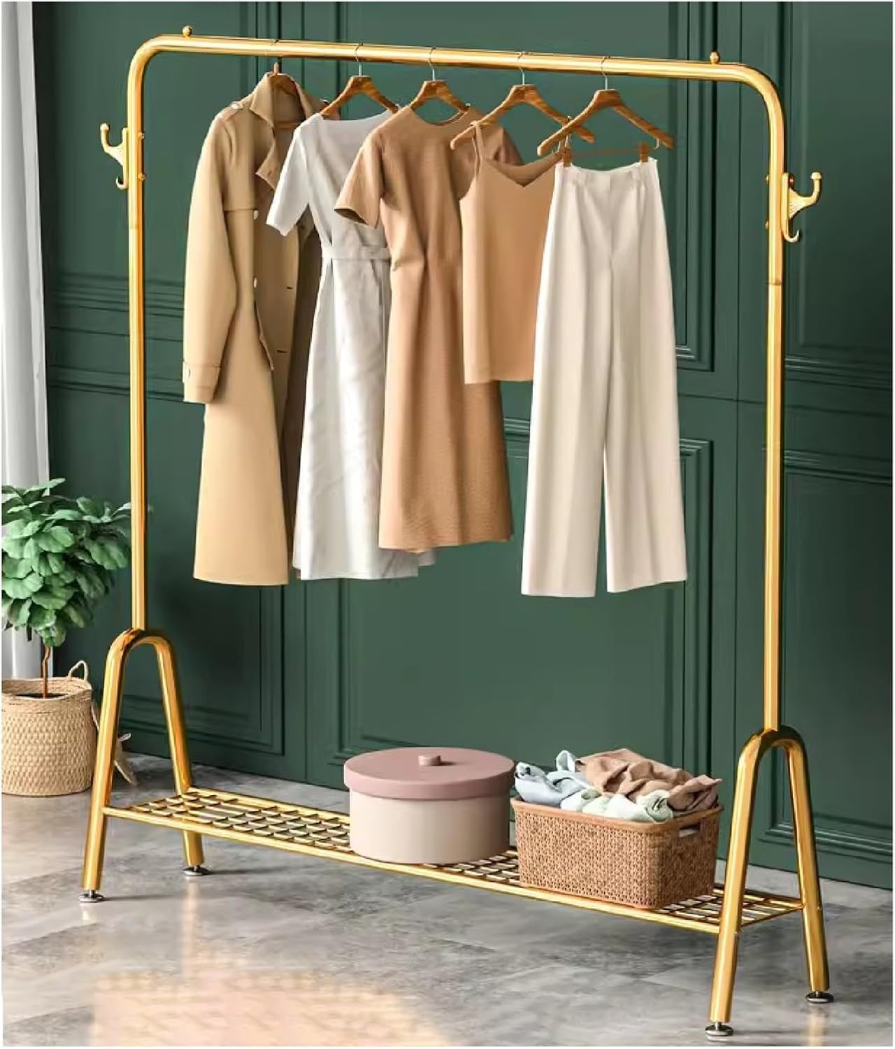 Heavy Duty Free-Standing Garment Racks Clothing Rack With Shelves Clothes Organizer For Bo,Clothes Rail Garment Rack Metal Clothes Rack With Shelves