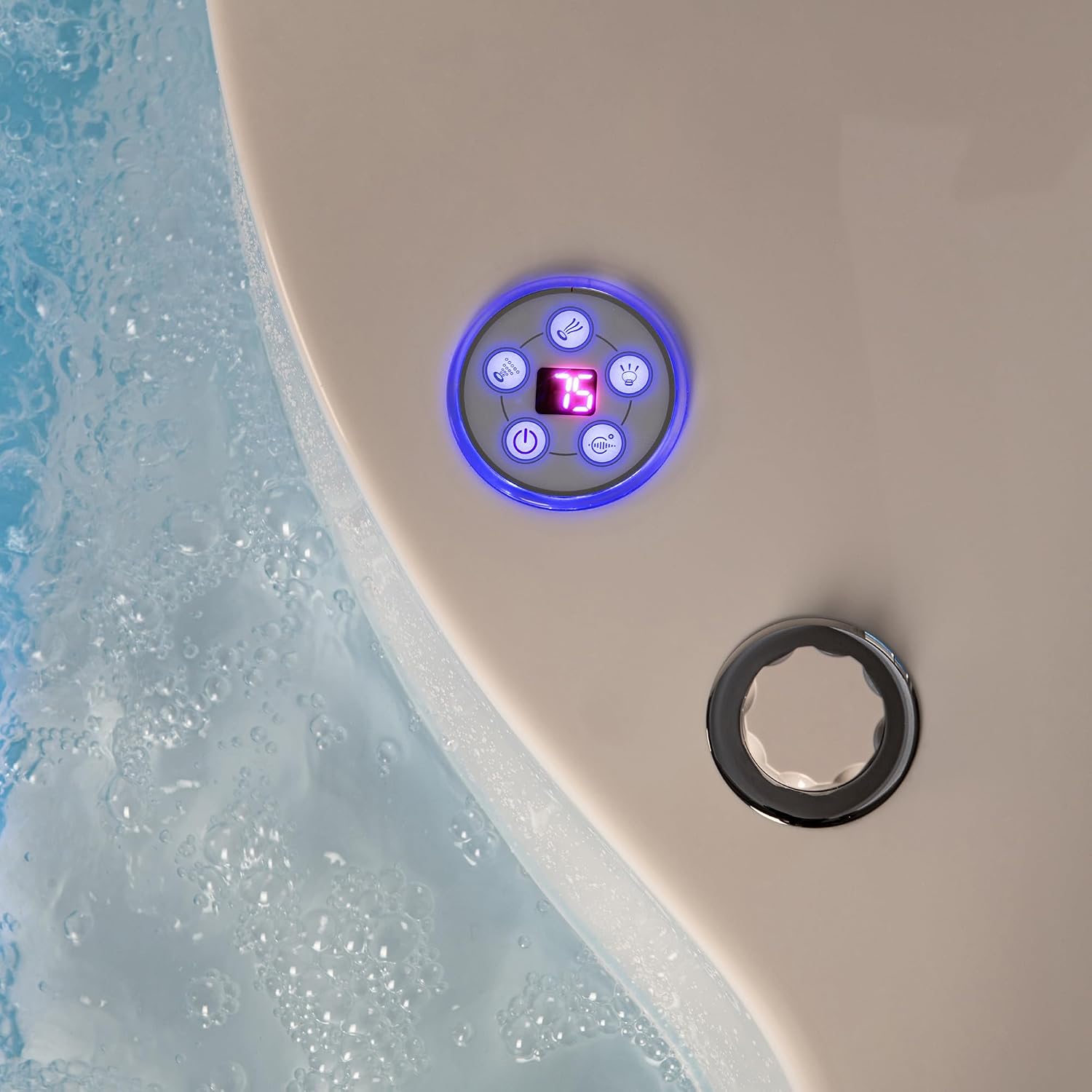 WOODBRIDGE Spacious 59' Whirlpool and Air Bath Heated Soaking Tub with Adjustable Speed Air Blower, LED Control Panel, Integrated Seat, BJ061