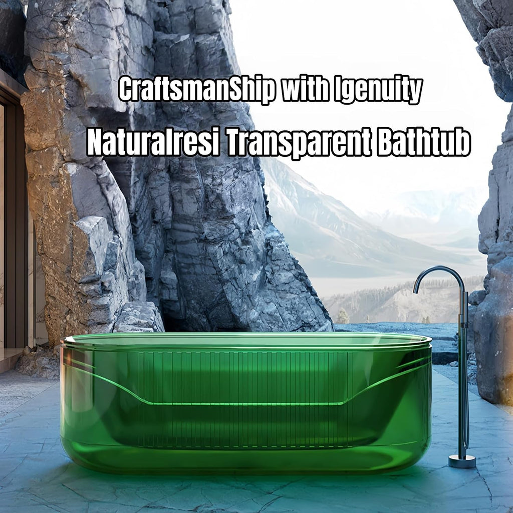 67' Edeyeu Freestanding Bathtub – Modern Solid Surface Bathtub Soaking Tub, Durable One-Piece Free Standing Tub for Spa-Style Relaxation. Suitable for Hotels, Families, and Villas Regular version