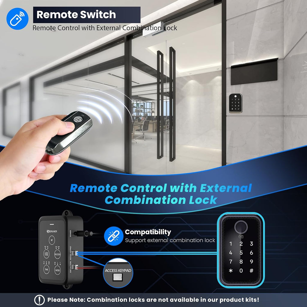 𝙐𝙥𝙜𝙧𝙖𝙙𝙚 1200lbs Electromagnetic Door Lock Access Control.Waterproof 12VDC 24VDC Heavy Duty Magnetic Door Lock Gate Lock 1200lbs Holding Force with 2 Remote Control、Integrated Power Box