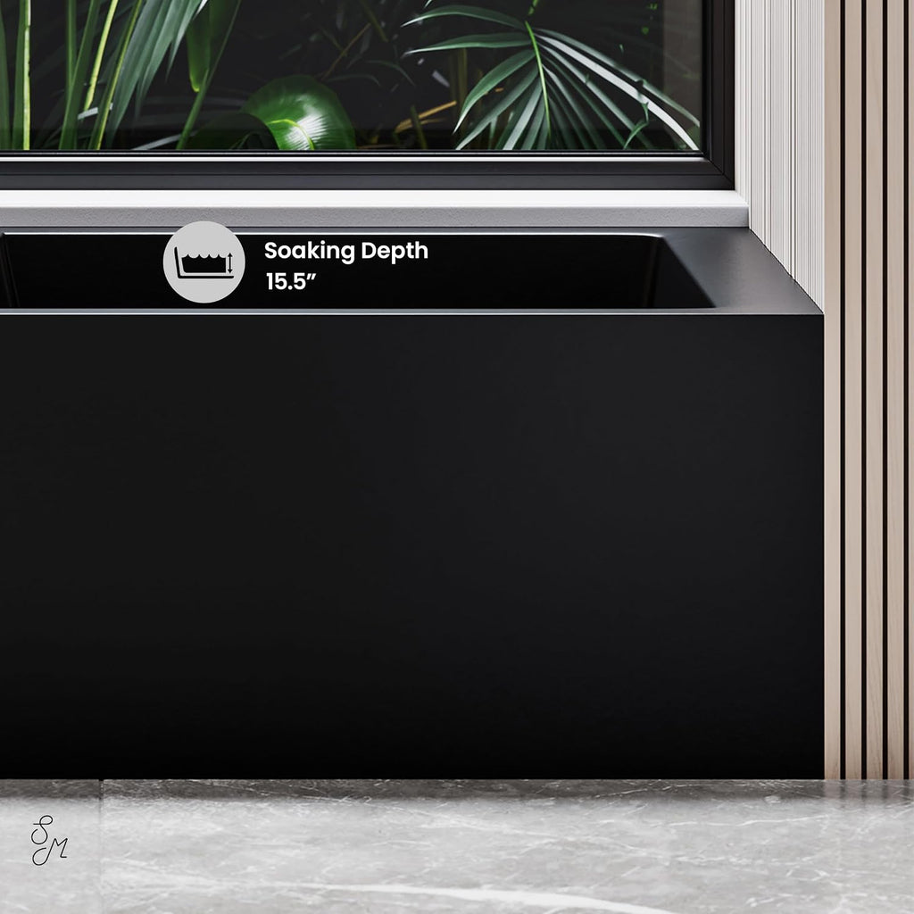 Voltaire 54' x 30' Left-Hand Drain Alcove Bathtub with Apron in Matte Black