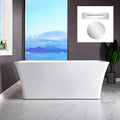 WOODBRIDGE 59'Freestanding White Acylic Soaking Bathtub with Chrome Drain and Overflow,BTA1509 -C-Drain &O