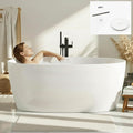 FerdY 59' Acrylic Freestanding Bathtub, Contemporary Soaking tub with Polished White Drain & Overflow, cUPC Certified, Elegant Oval Shape, Tahiti