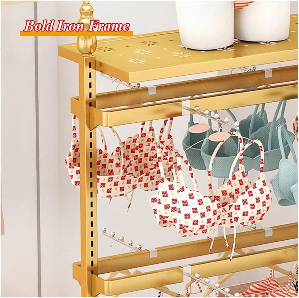 Clothes Rail Garment Rack Metal Underwear Display Stands， Floor Standing Sock Gloves Ornament Organizer Retail Store Metal Hanger Creative Commercial Shelves for Pan