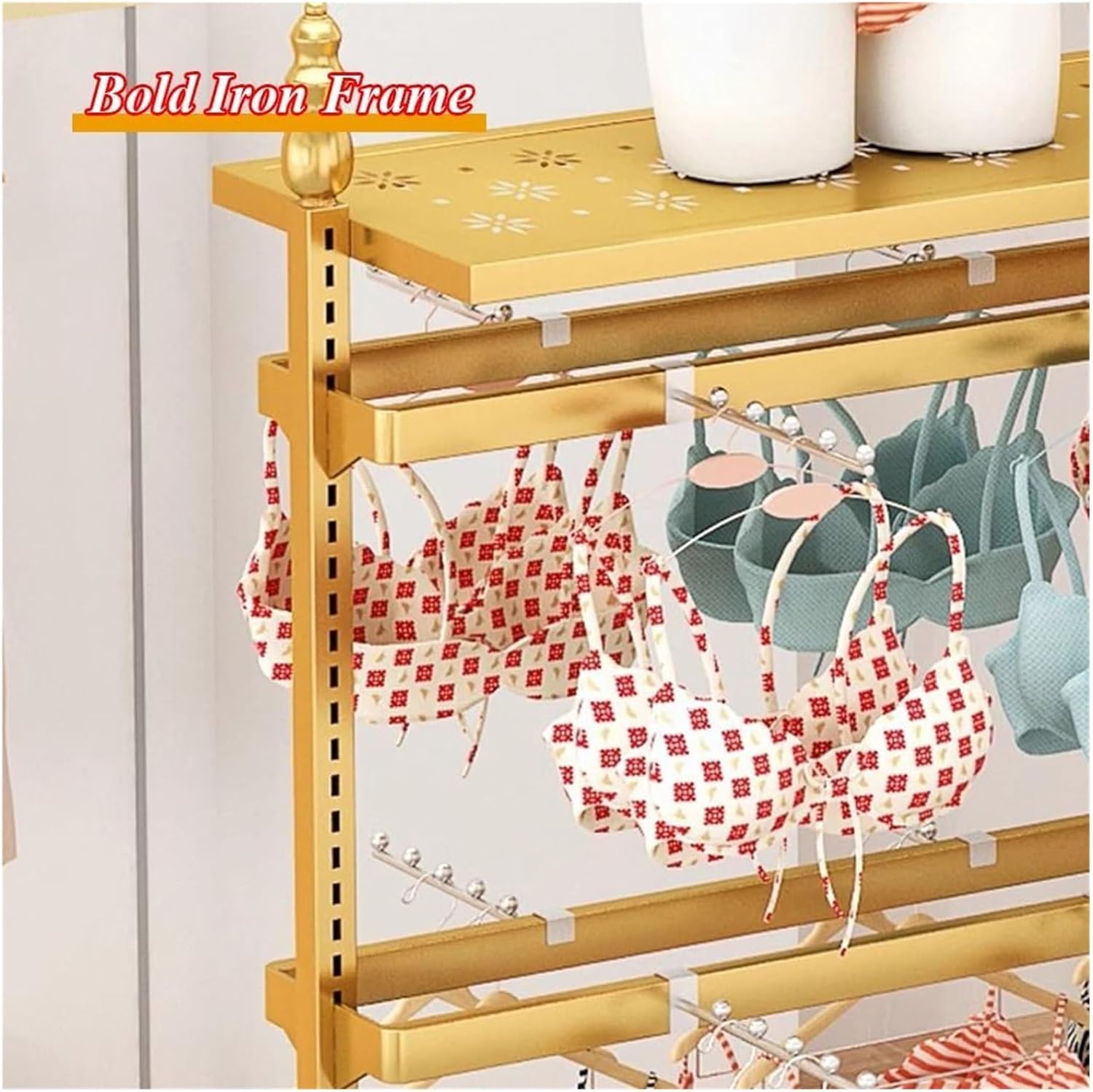 Clothes Rail Garment Rack Metal Underwear Display Stands， Floor Standing Sock Gloves Ornament Organizer Retail Store Metal Hanger Creative Commercial Shelves for Pan