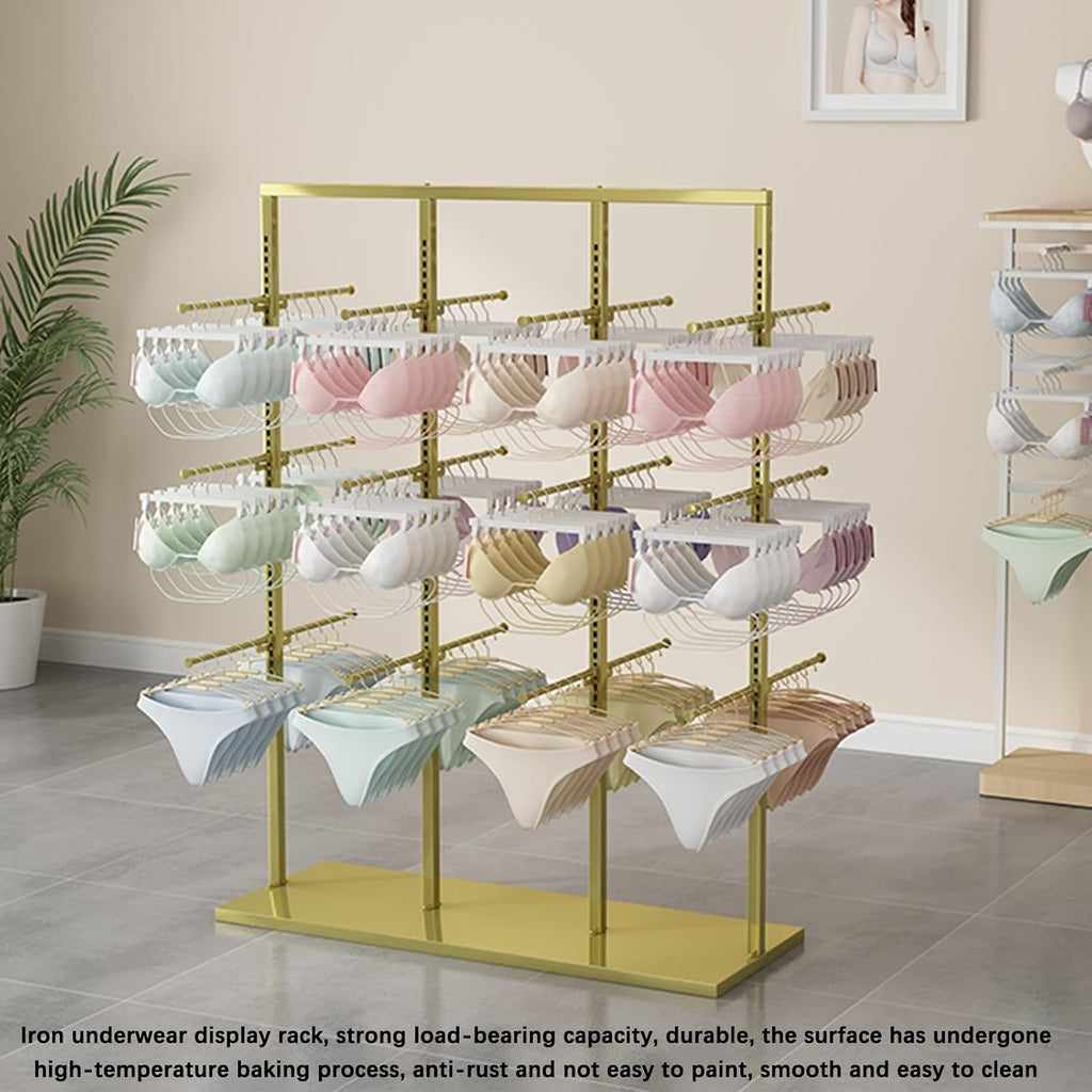 Boutique Underwear Metal Display Stand, Retail Store Garment Rack Clothing Hanger, Floor-Standing Bra Slippers Socks Accessories Storage Shelf, Commercial Organizer (C