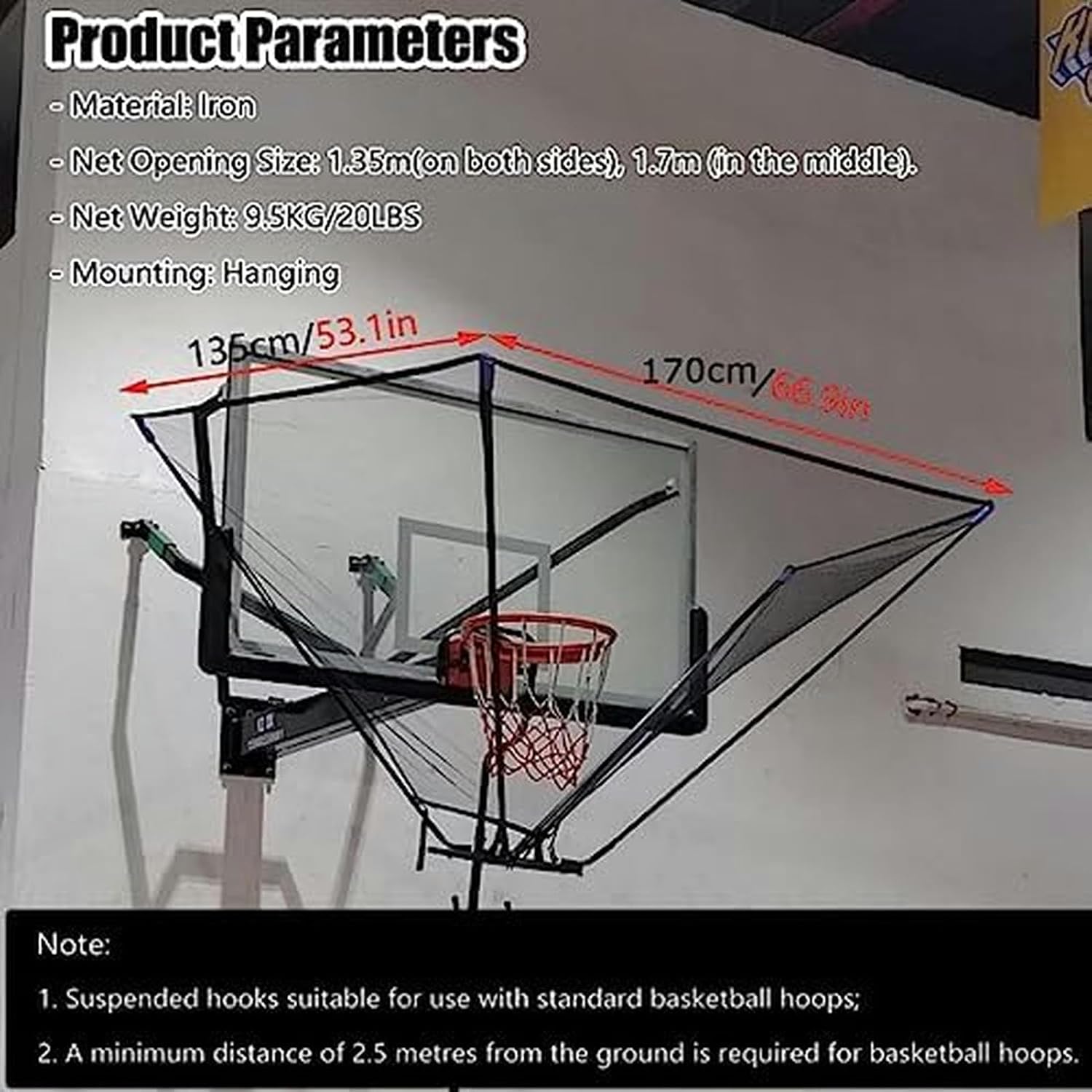 Automatic Shot Return Net for Basketball Hoops - Suspended Shooting Machine Design, Saves Time, Perfect for Backyard & Home Court