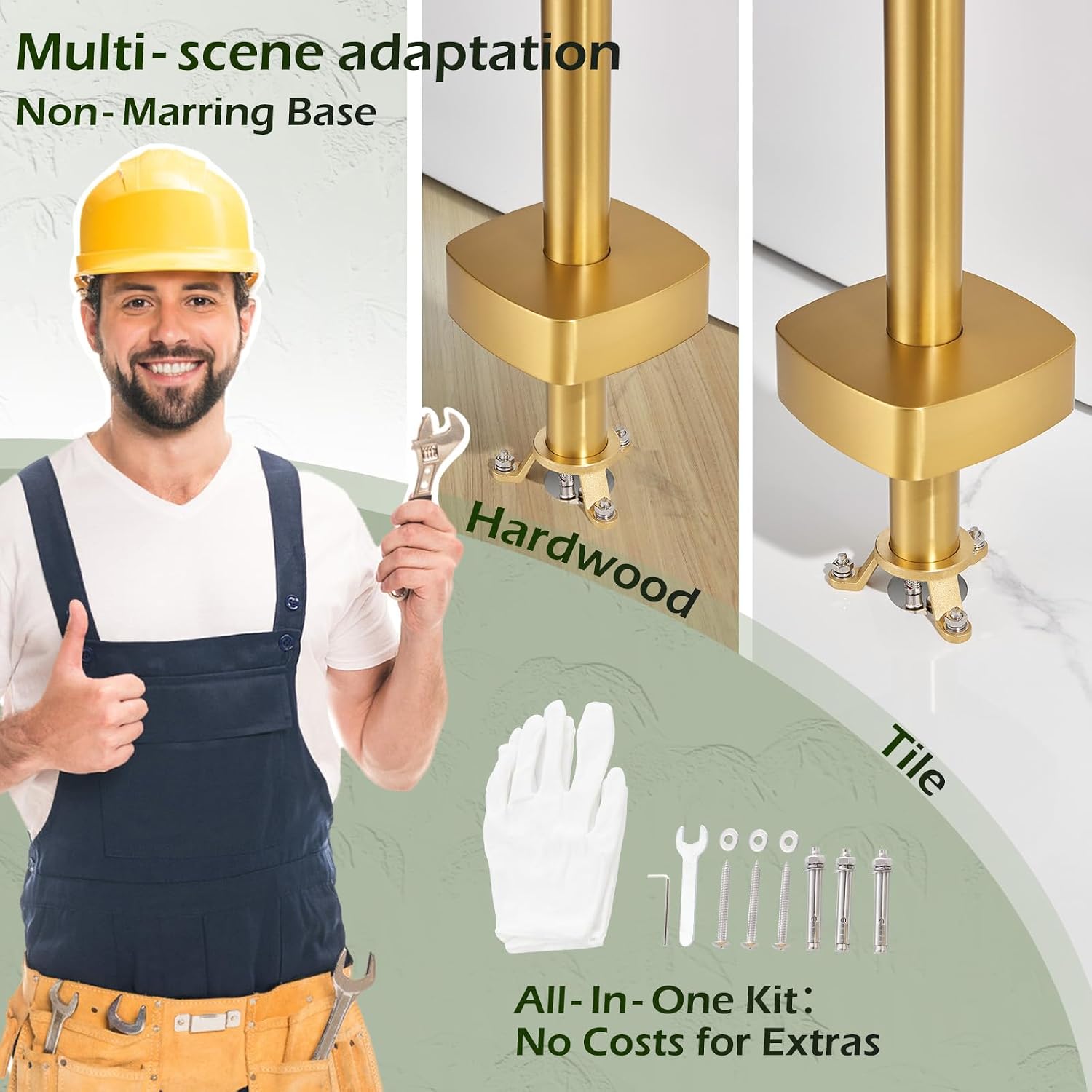 Luxury Free Standing Tub Faucet, Classic Brass Freestanding Bathtub Faucet, Lexdale Bathroom Floor Mount Tub Filler with handheld Sprayer Supply Lines Included Brushed Gold (LD8911-BG)