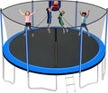 1500LBS 16FT 15FT 14FT 12 FT 10FT 8FT Tranpoline for Kids and Adults with Sprinkler, Lights with Music Speaker, Socks, Water Ball, Heavy Duty Outdoor Tranpoline with Net Enclosure and Ladder