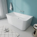 55 inch Free Standing Bathtub - Acrylic Soaking Bathtub, White | Freestanding Soaking Bathtub, Unique Contemporary Acrylic Stand Alone CUPC Free Standing Tub with Overflow and Drain