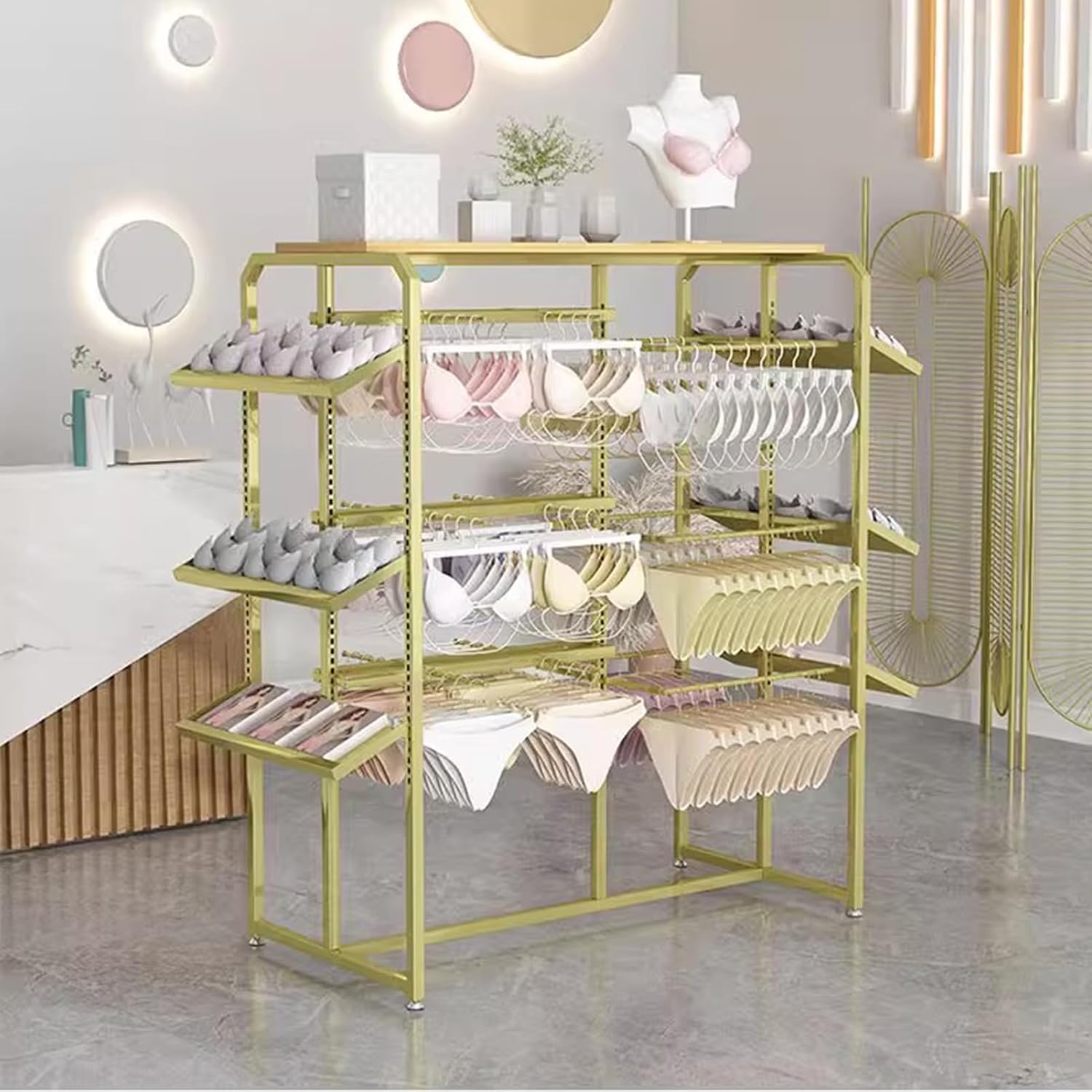 Display Stand Retail Store Garment Rack Clothing Hanger, Underwear Panty Rack Shorts Bra Display Stand, Metal Hanging Rack for Boutique Mall