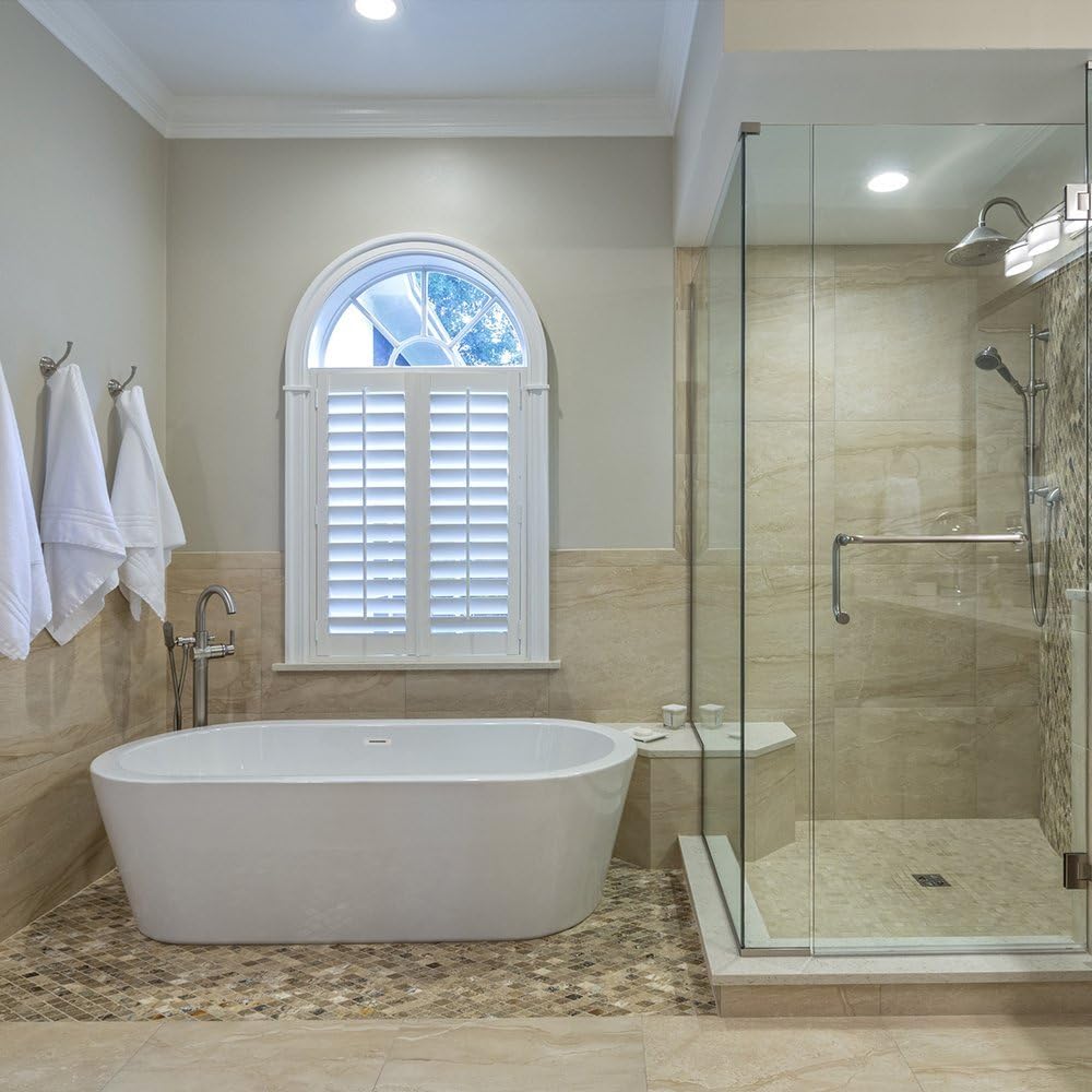 WOODBRIDGE 67' Acrylic Freestanding Bathtub Contemporary Soaking Tub with Brushed Nickel Overflow and Drain, B-0002 / BTA1504