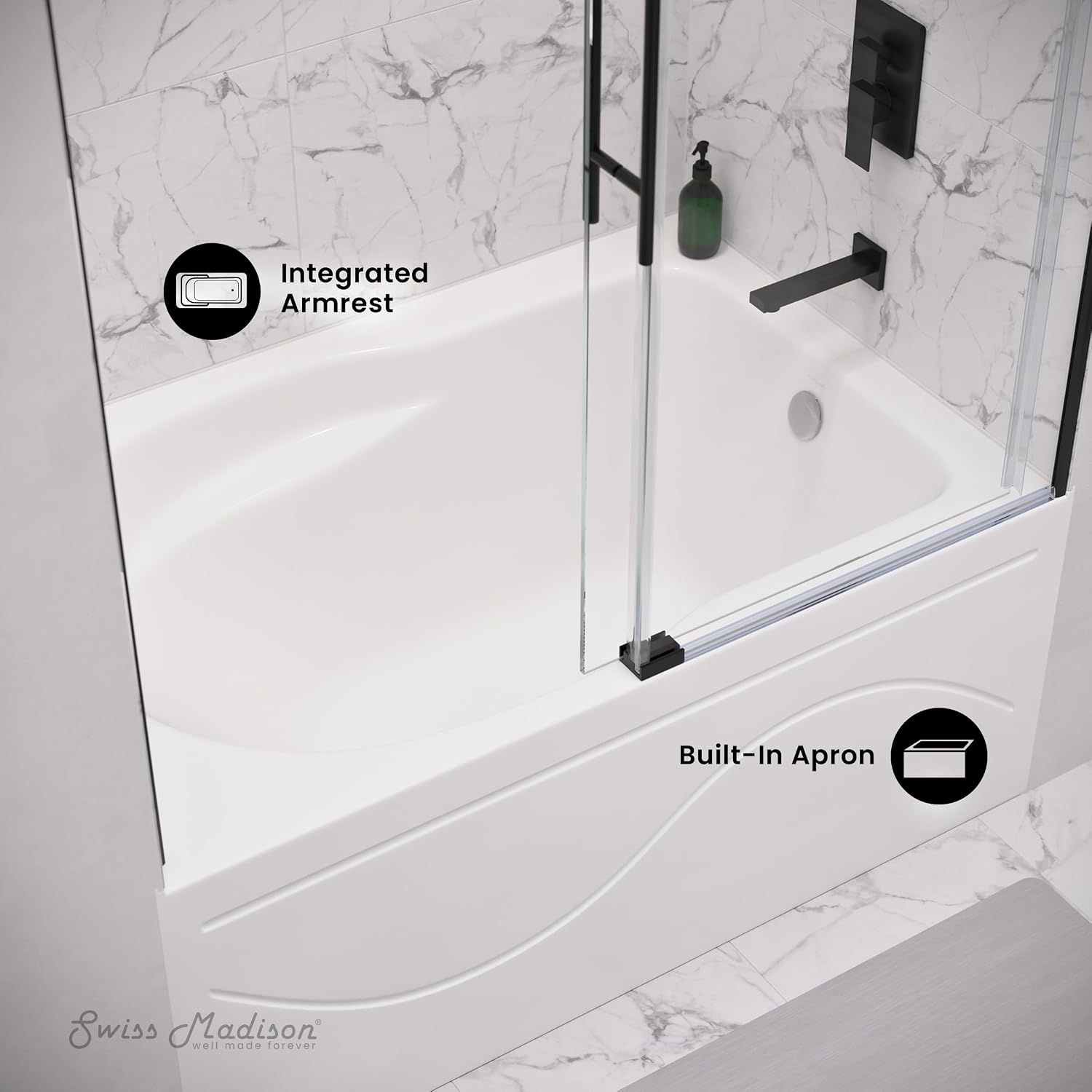 Ivy 48'' x 32' Bathtub with Apron Right Hand Drain in White