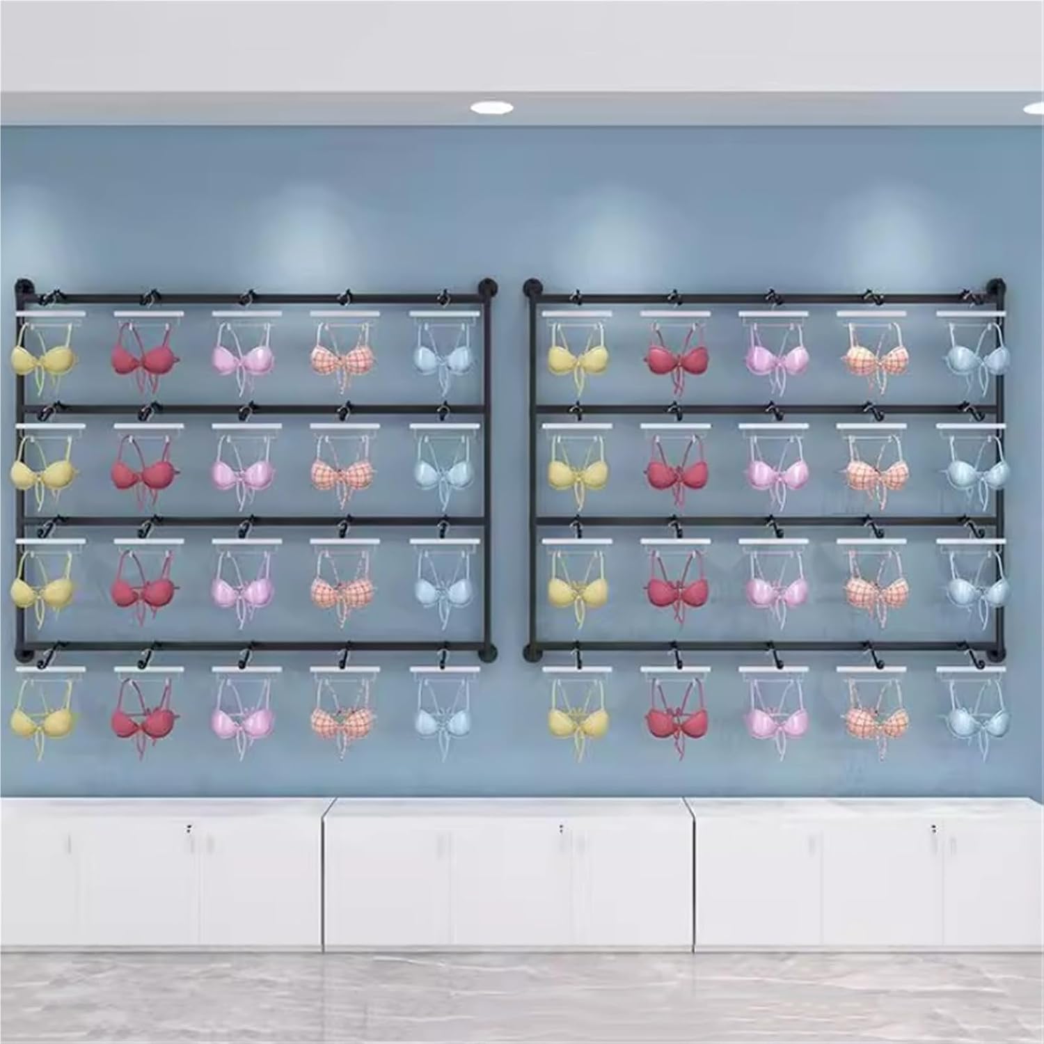 47.2in Underwear Display Stand, Clothing Store Boutiques Retail Lingerie Garment Rack, Metals, Commercial Shelves Clothes Rod, for Lingerie Socks Bra Panties Scarves(Gold,120 * 120cm)