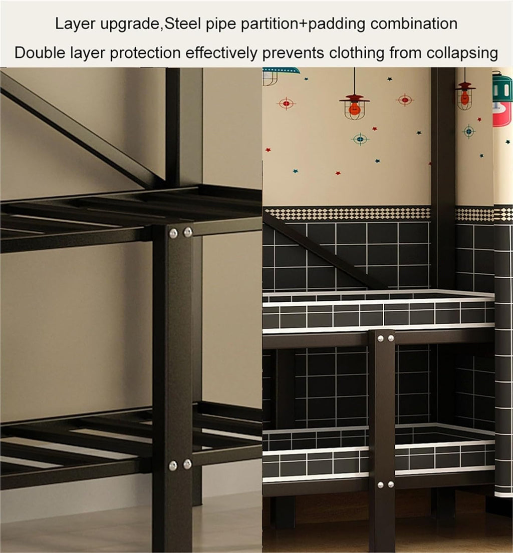 Heavy Duty Portable Closet, Portable Closet Rack,Foldable Wardrobe Closet With Cover,Freestanding Clothing Rack,Closet Organizer System,for Bedrooms, Apartments, Rental Properties(110CM)