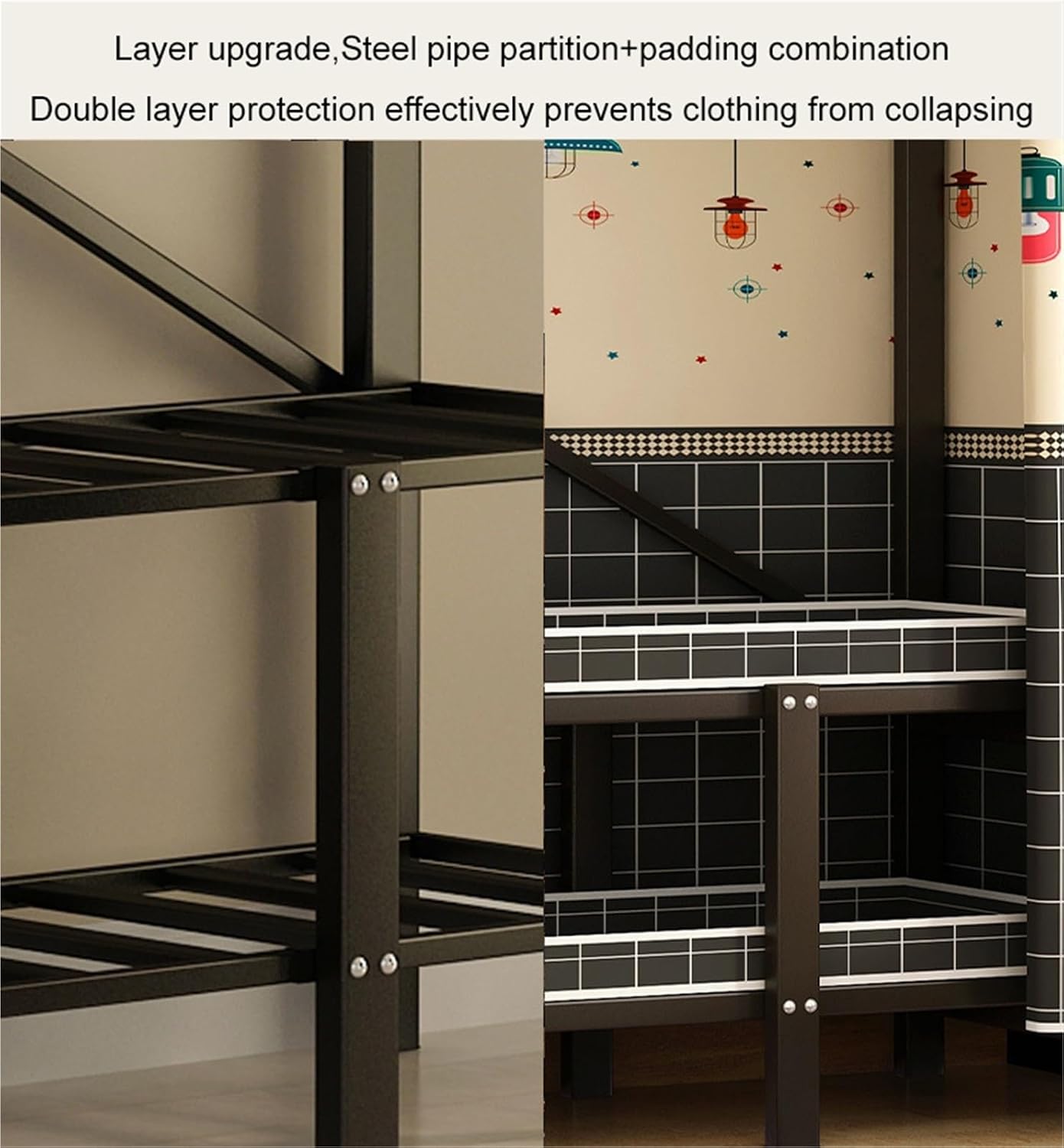 Heavy Duty Portable Closet, Portable Closet Rack,Foldable Wardrobe Closet With Cover,Freestanding Clothing Rack,Closet Organizer System,for Bedrooms, Apartments, Rental Properties(110CM)