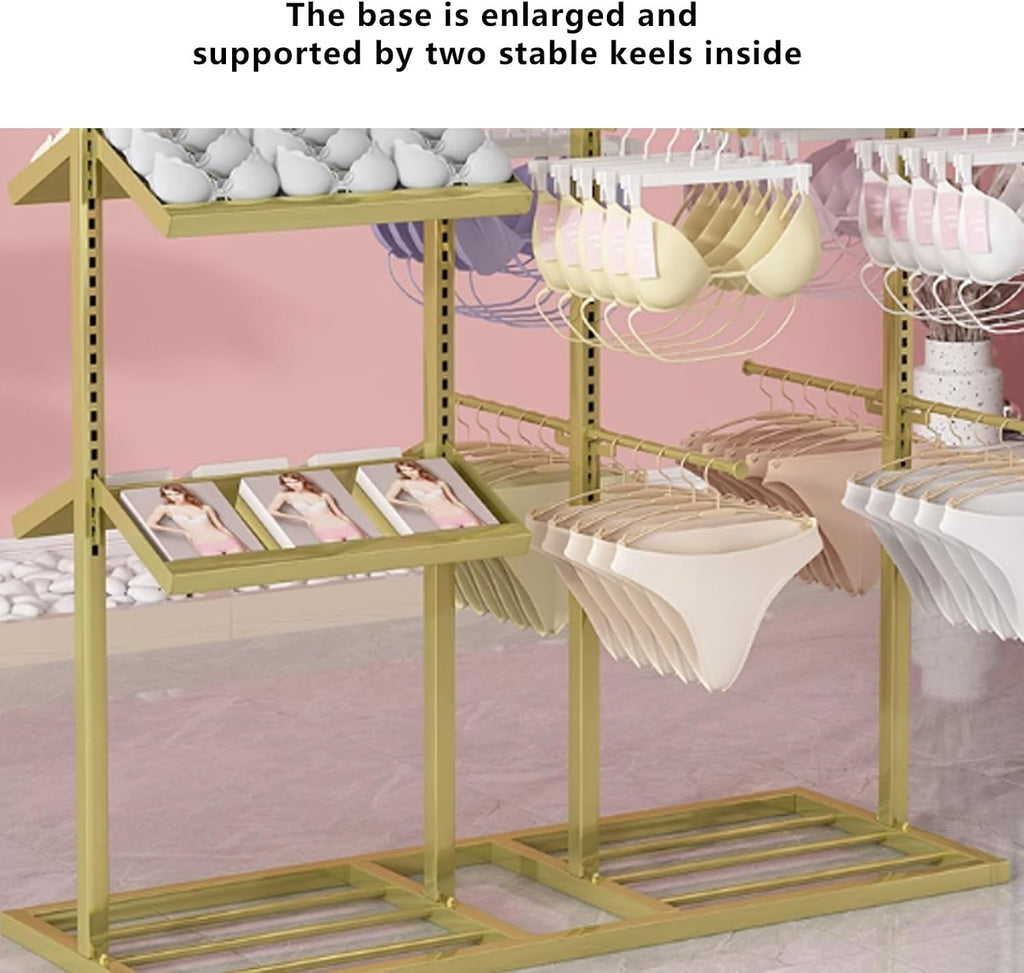 Retail Store Shorts Bra Display Stand,Panty Storage Organizer Rack,Freestanding Garment Racks for Bras Intimates Panties(White)