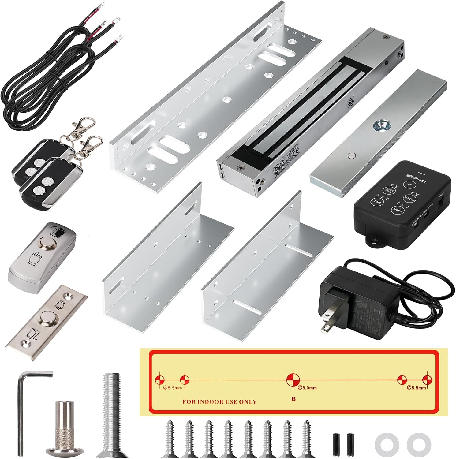 𝙐𝙥𝙜𝙧𝙖𝙙𝙚 600lbs Electromagnetic Door Lock with ZL Bracket.600lbs Electric Magnetic Lock Access Control Outswinging. Electromagnetic Door Lock Kit System with ZL Bracket and 2 Remote Control