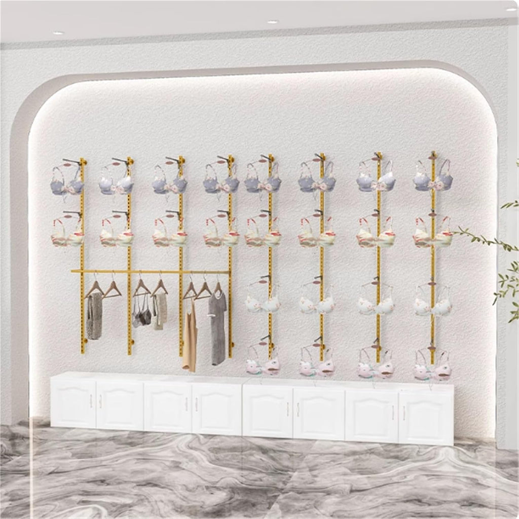 4pcs Underwear Display Stand, Metals, Clothing Lingerie Garment Rack, Commercial Retail Shelves, Wall-Mounted, for Socks Bra Panties Scarves, 120cm/47.2in