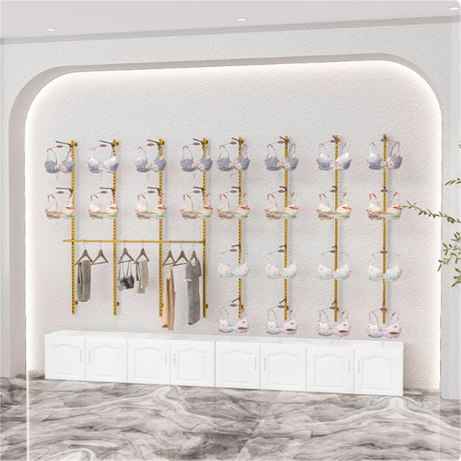 4pcs Underwear Display Stand, Metals, Clothing Lingerie Garment Rack, Commercial Retail Shelves, Wall-Mounted, for Socks Bra Panties Scarves, 120cm/47.2in