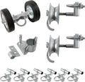 6' Sliding Gate Hardware Kit for Chain Link Fence, Heavy Duty Rolling Gate Kit with 2 Track Wheels, 6 Wall Mounted Brackets, 1 Rolo Latch, Galvanized Steel