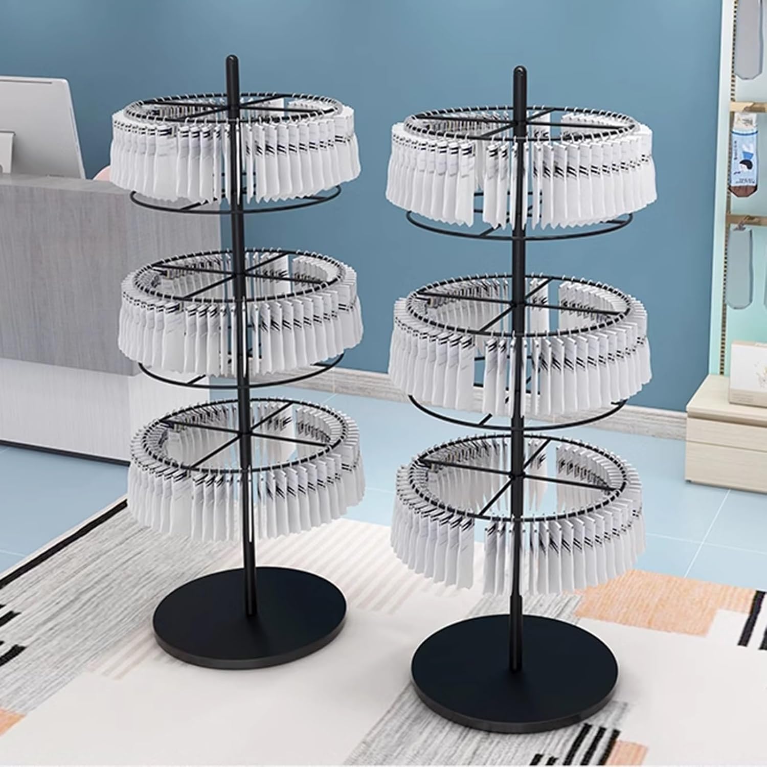 Socks Display Stand, Garment Rack, Floor Standing Bra Hangers Holder, Clothing Store Underwear Metal Rotating Display Rack for Underwear Panties (Color : Black, Size :