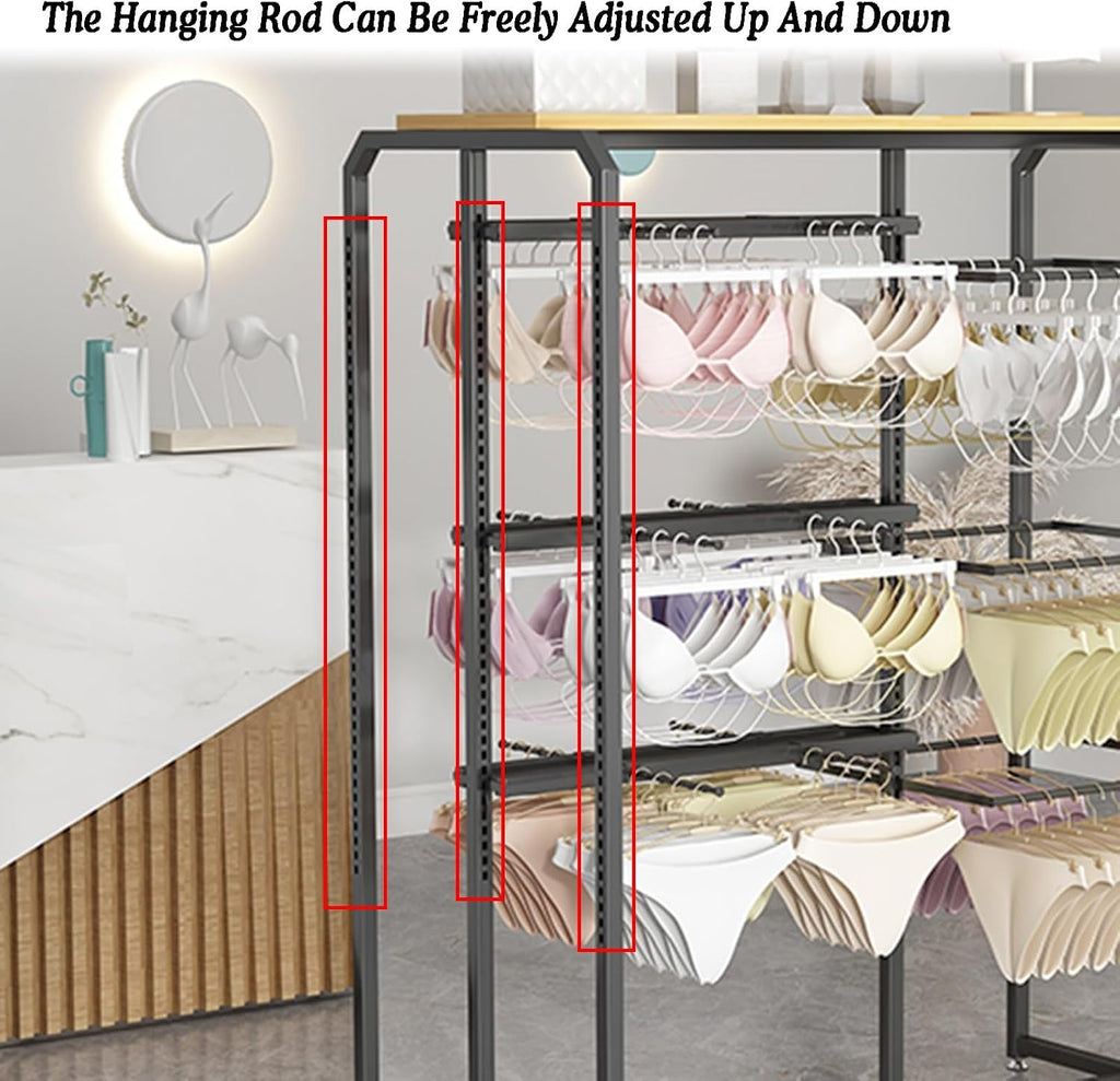 Underwear Display Stands,Metals Lingerie Stand Shelves,Freestanding Clothing Store Boutiques Retail Lingerie Garment Rack,for Swimsuit Socks Bra(White)