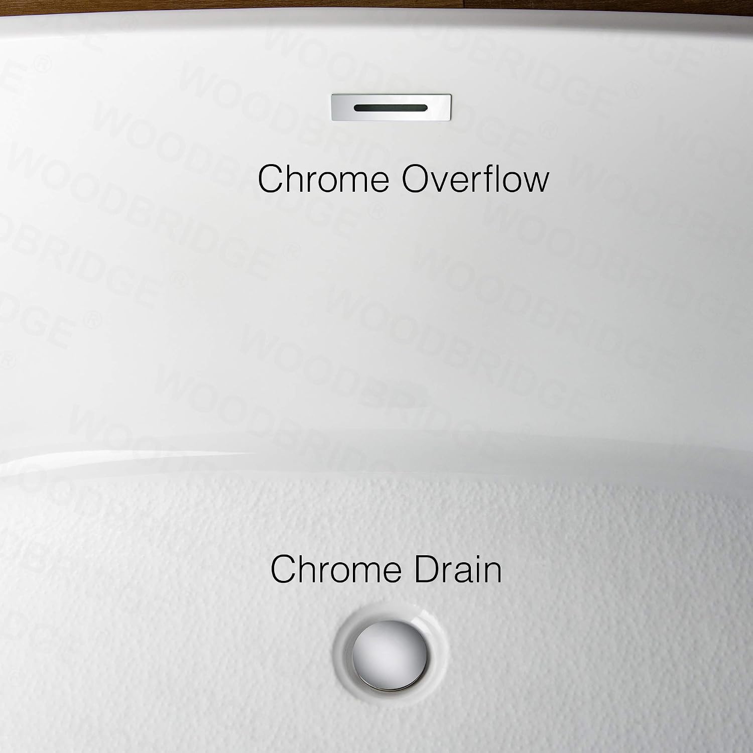 WOODBRIDGE 59'Freestanding White Acylic Soaking Bathtub with Chrome Drain and Overflow,BTA1509 -C-Drain &O