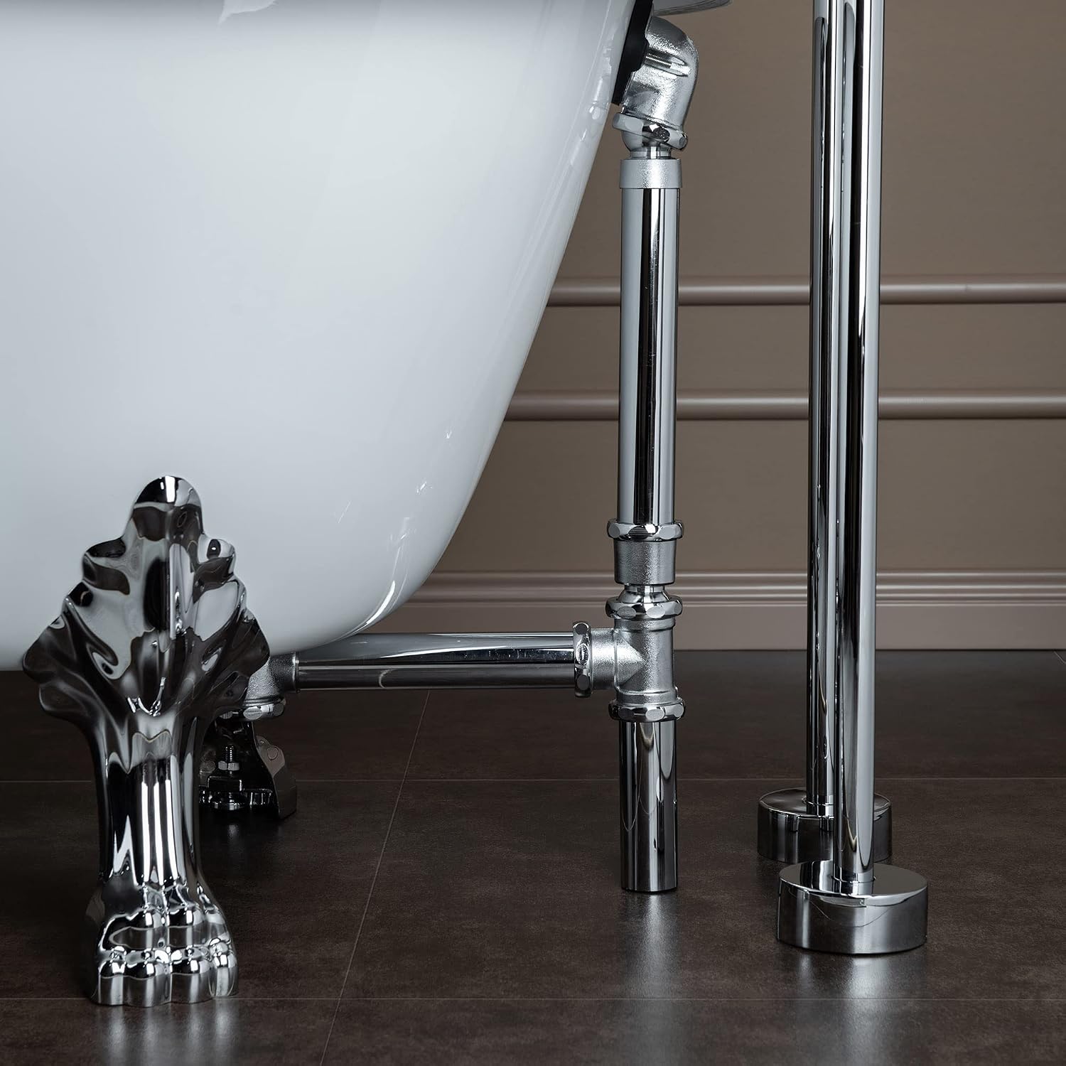 WOODBRIDGE 54' Heavy Duty Acrylic Slipper Clawfoot Bath Tub with Chrome Feet + Drain &Overflow +Chrome-Faucet