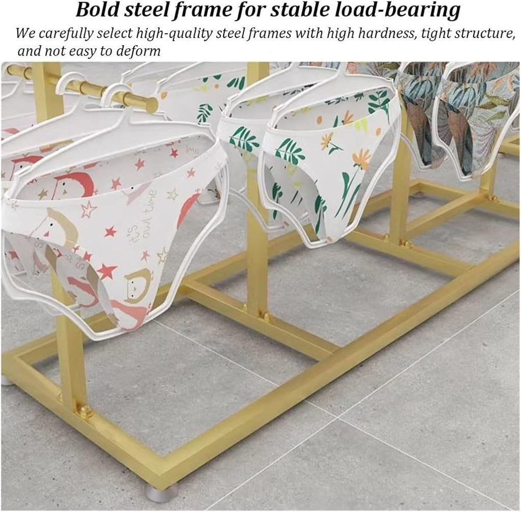 Clothes Rail Garment Rack Clothing Store Underwear Display Rack, Metal Floor Stand Bra Shorts Socks Organizer Commercial Double Sided Shelves With Top Shelves Accessories Retail Display ( Color : Whit