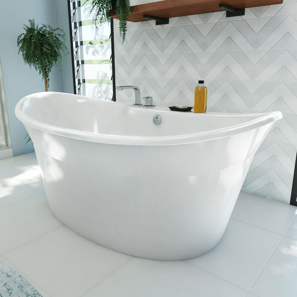 DreamLine Montego 66 inch L x 27 inch H White Acrylic Freestanding Bathtub